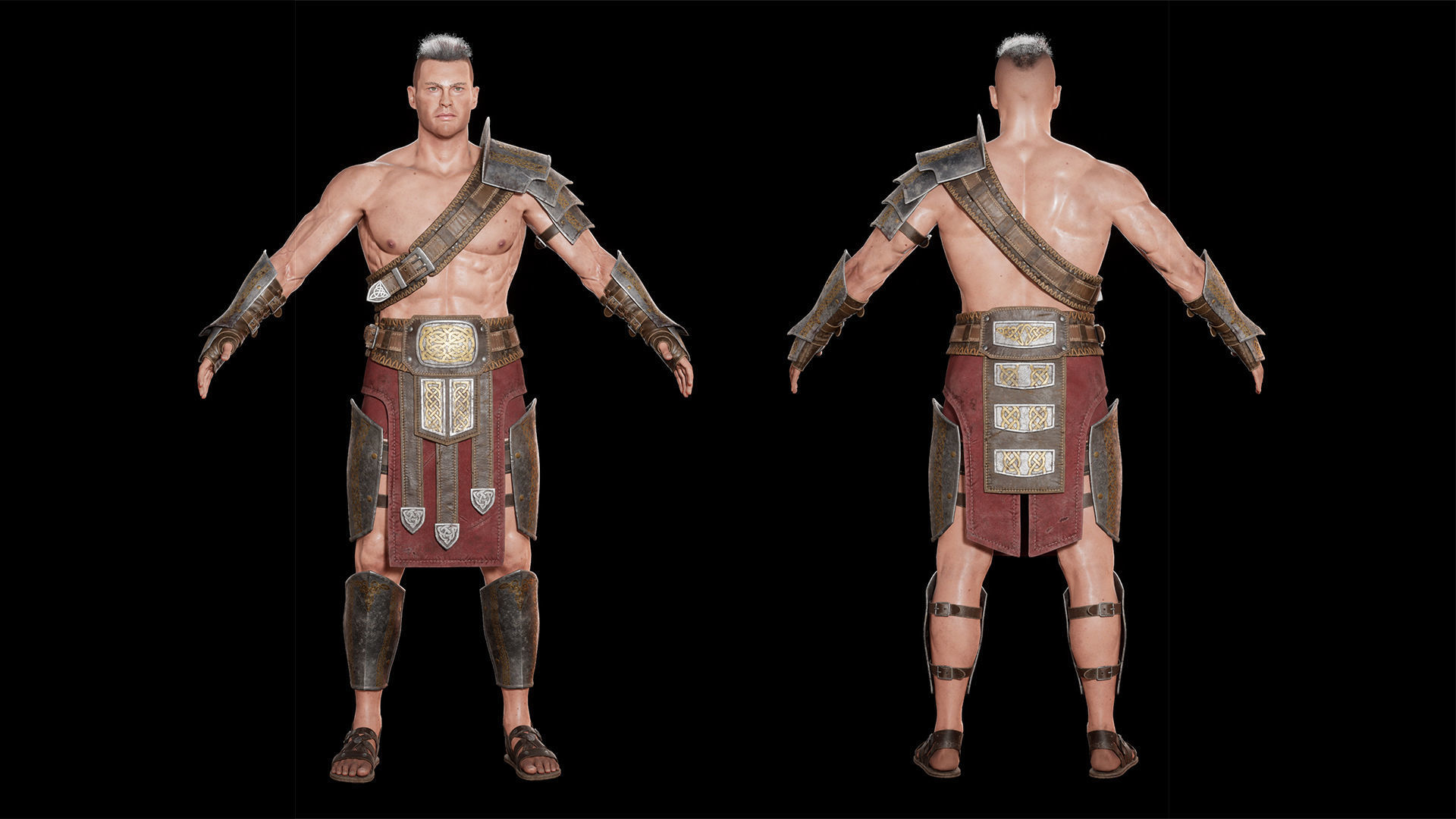 Fantasy Warrior - Game Ready Low-poly 3D model_8