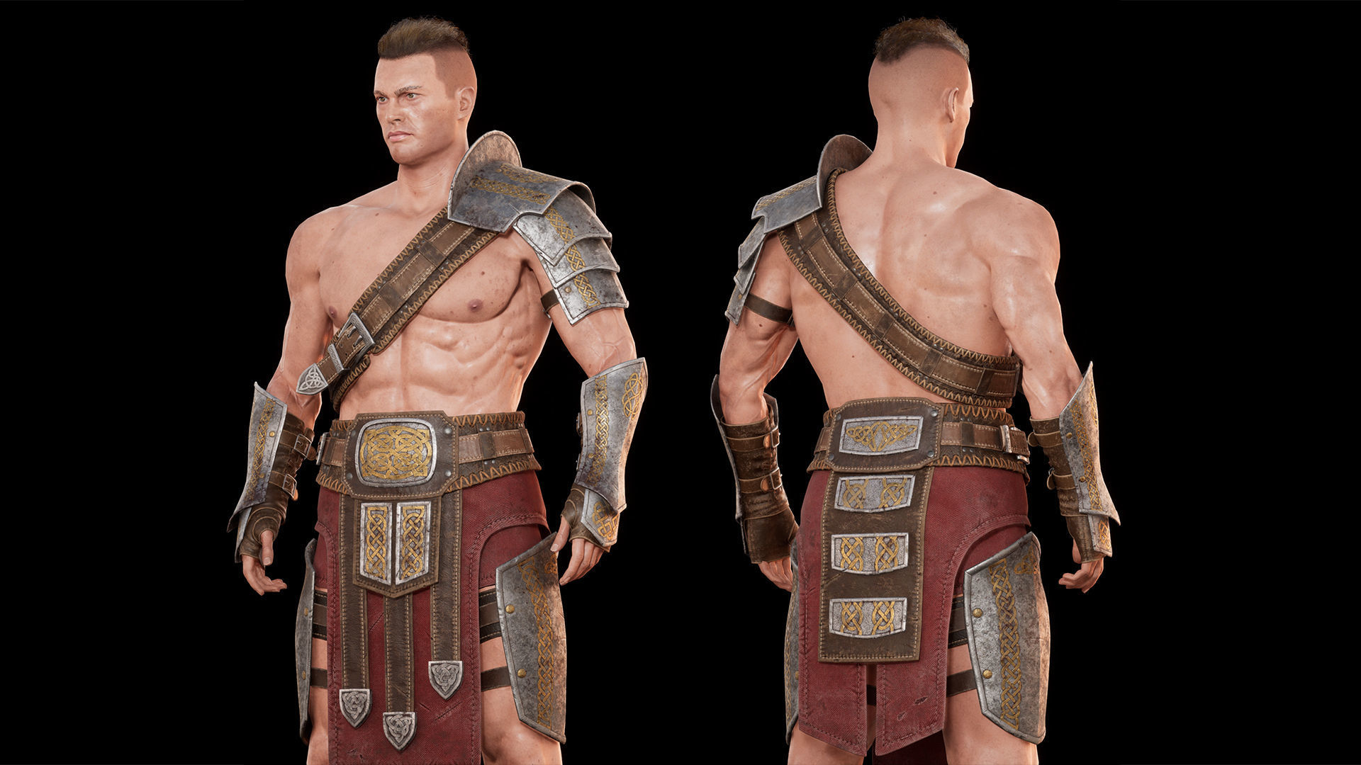 Fantasy Warrior - Game Ready Low-poly 3D model_5