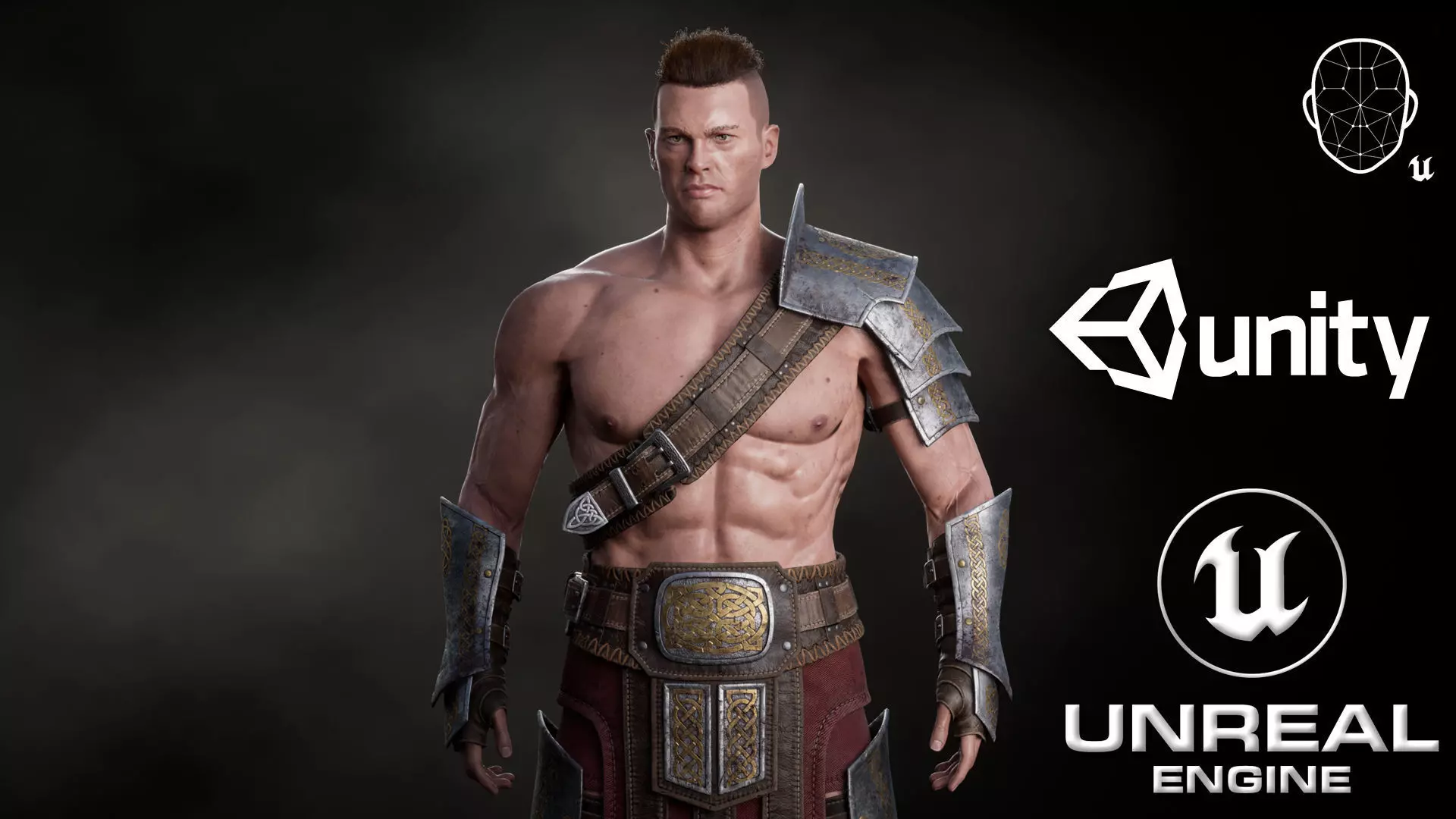 Fantasy Warrior - Game Ready Low-poly 3D model_0