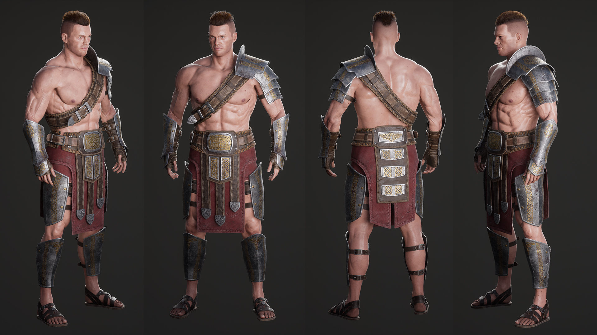 Fantasy Warrior - Game Ready Low-poly 3D model_4