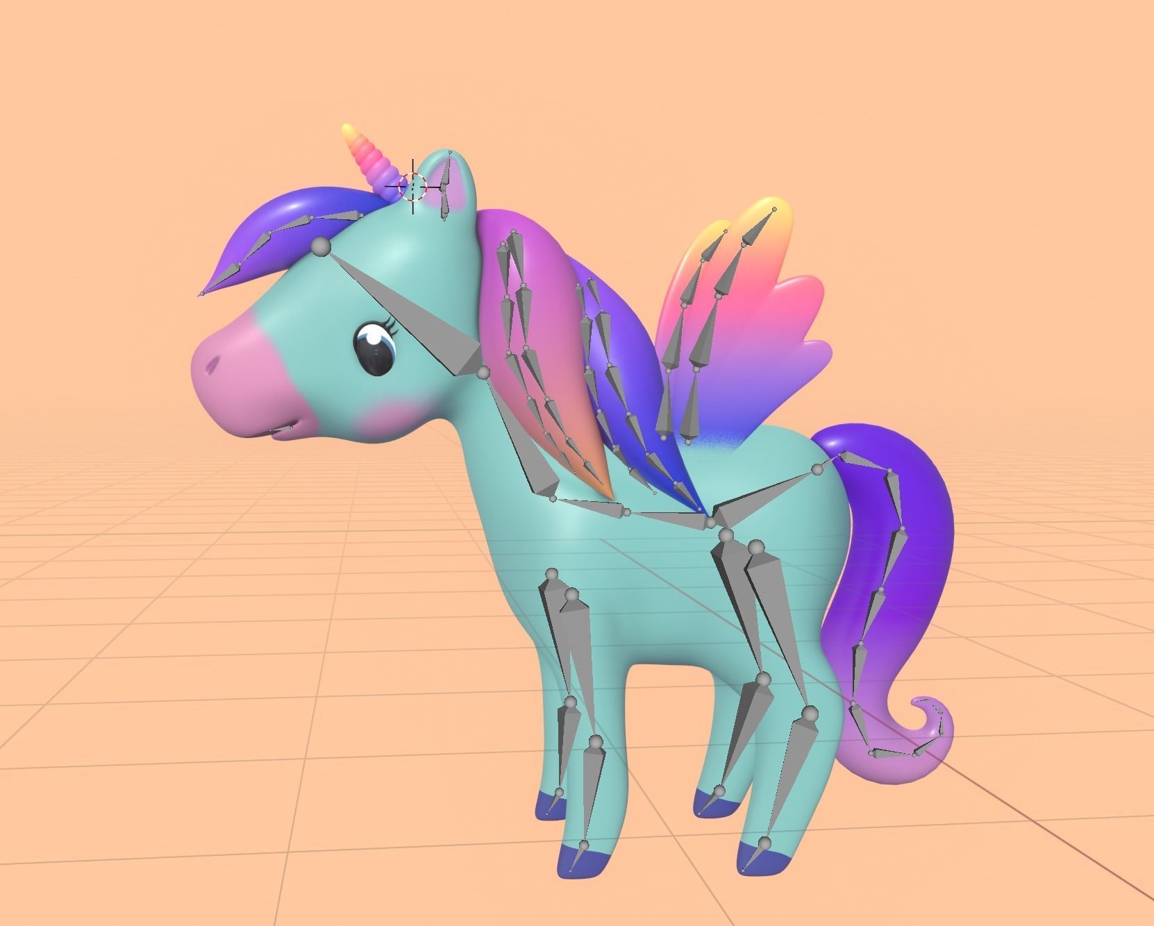 Stylized Toon Unicorn Pegasus rigged Low-poly 3D model_2