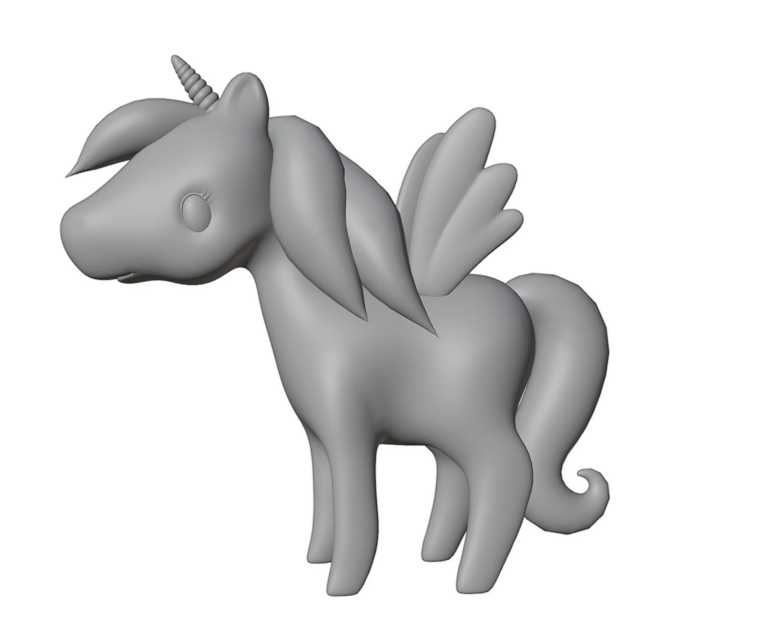 Stylized Toon Unicorn Pegasus rigged Low-poly 3D model_5