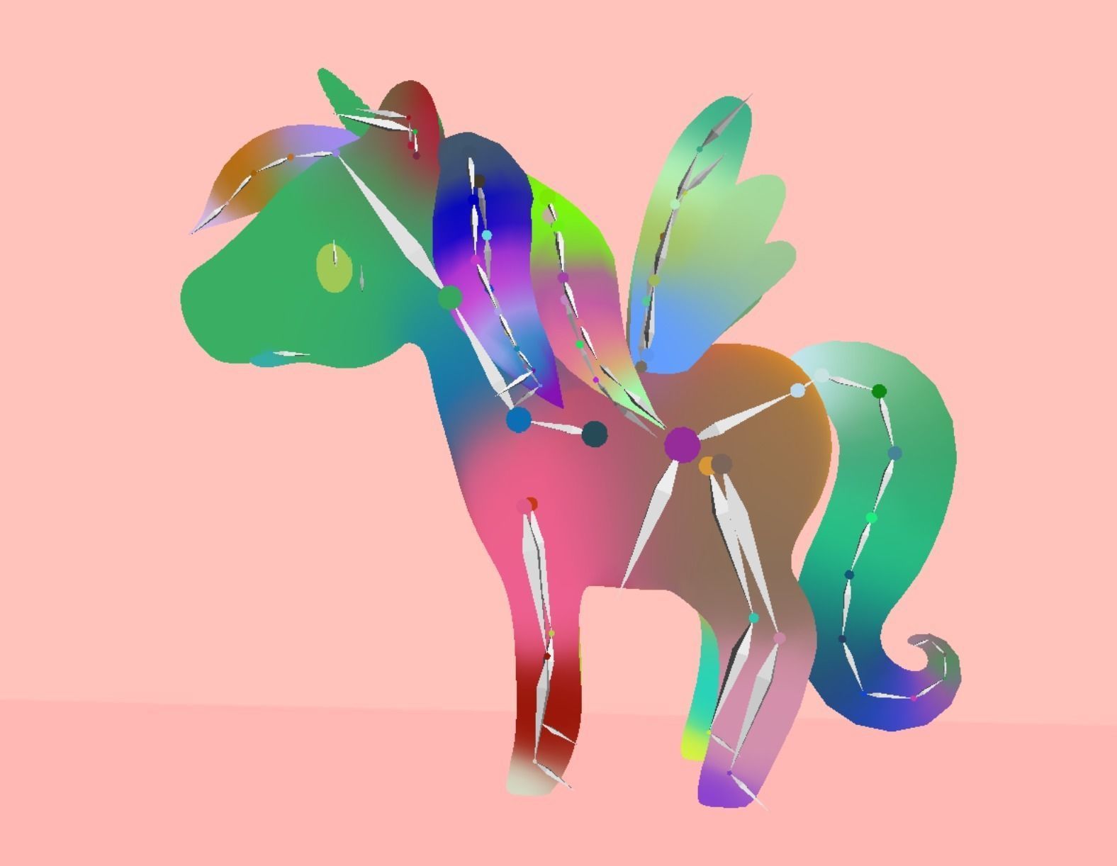 Stylized Toon Unicorn Pegasus rigged Low-poly 3D model_10