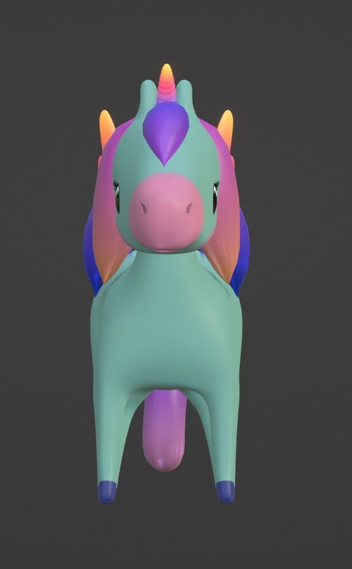 Stylized Toon Unicorn Pegasus rigged Low-poly 3D model_9