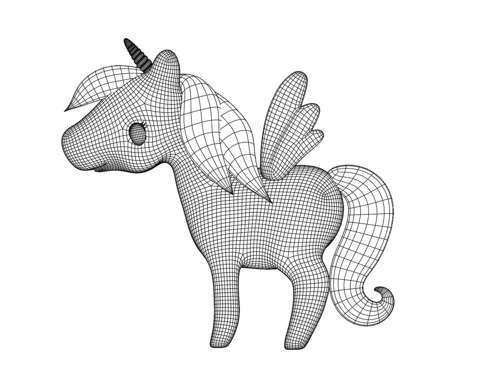 Stylized Toon Unicorn Pegasus rigged Low-poly 3D model_4