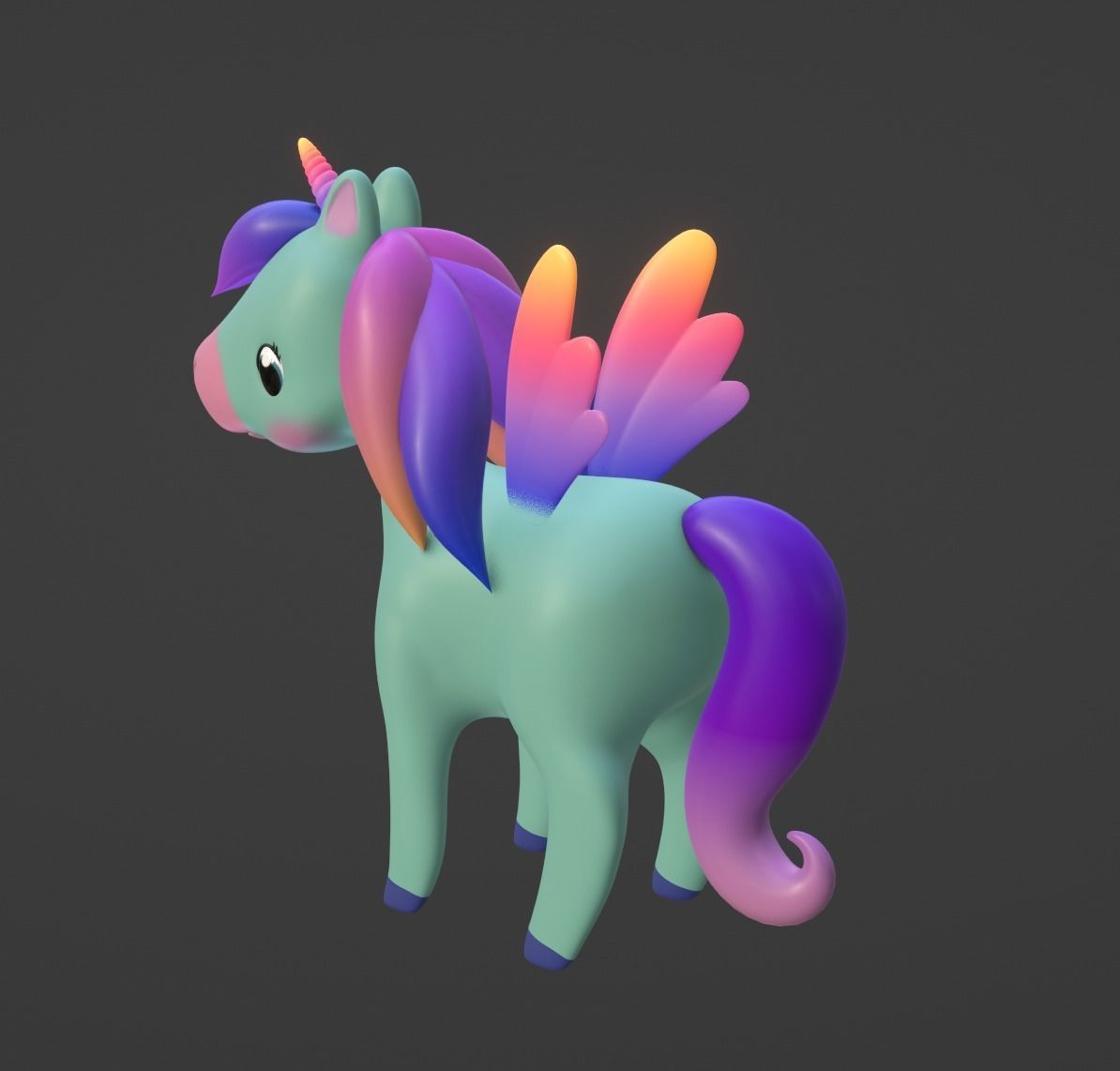 Stylized Toon Unicorn Pegasus rigged Low-poly 3D model_8