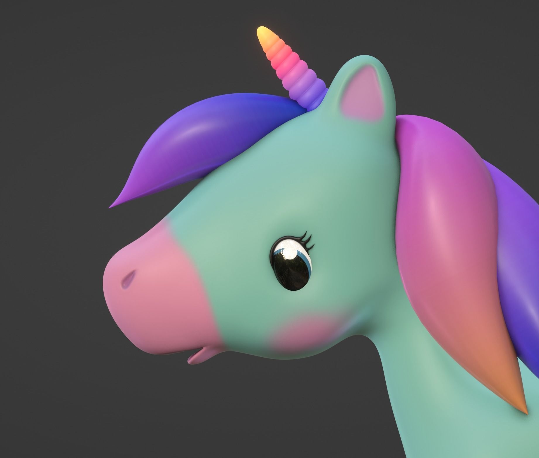 Stylized Toon Unicorn Pegasus rigged Low-poly 3D model_7