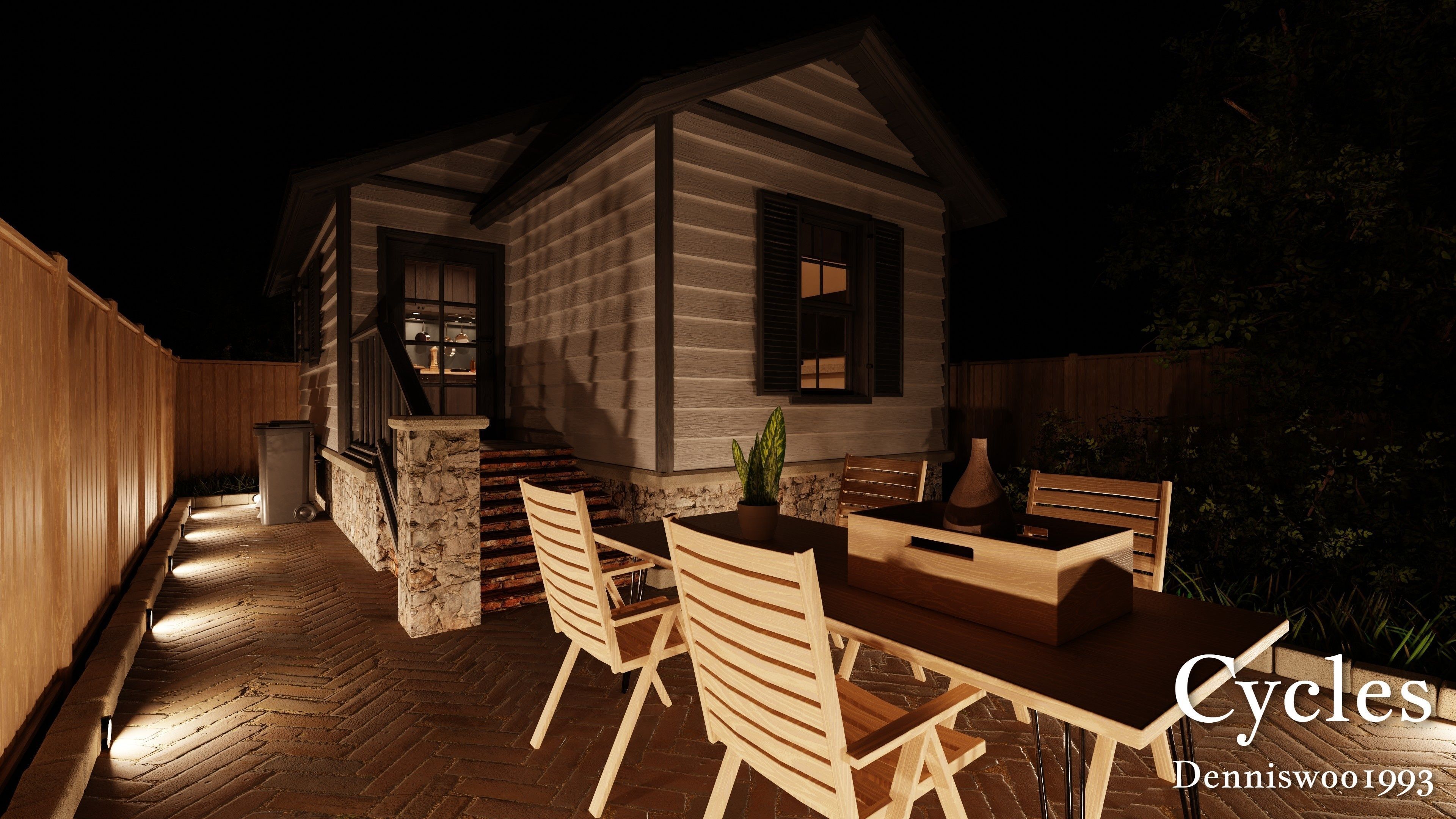 Modular Classic Style American House 1 Low-poly 3D model_14