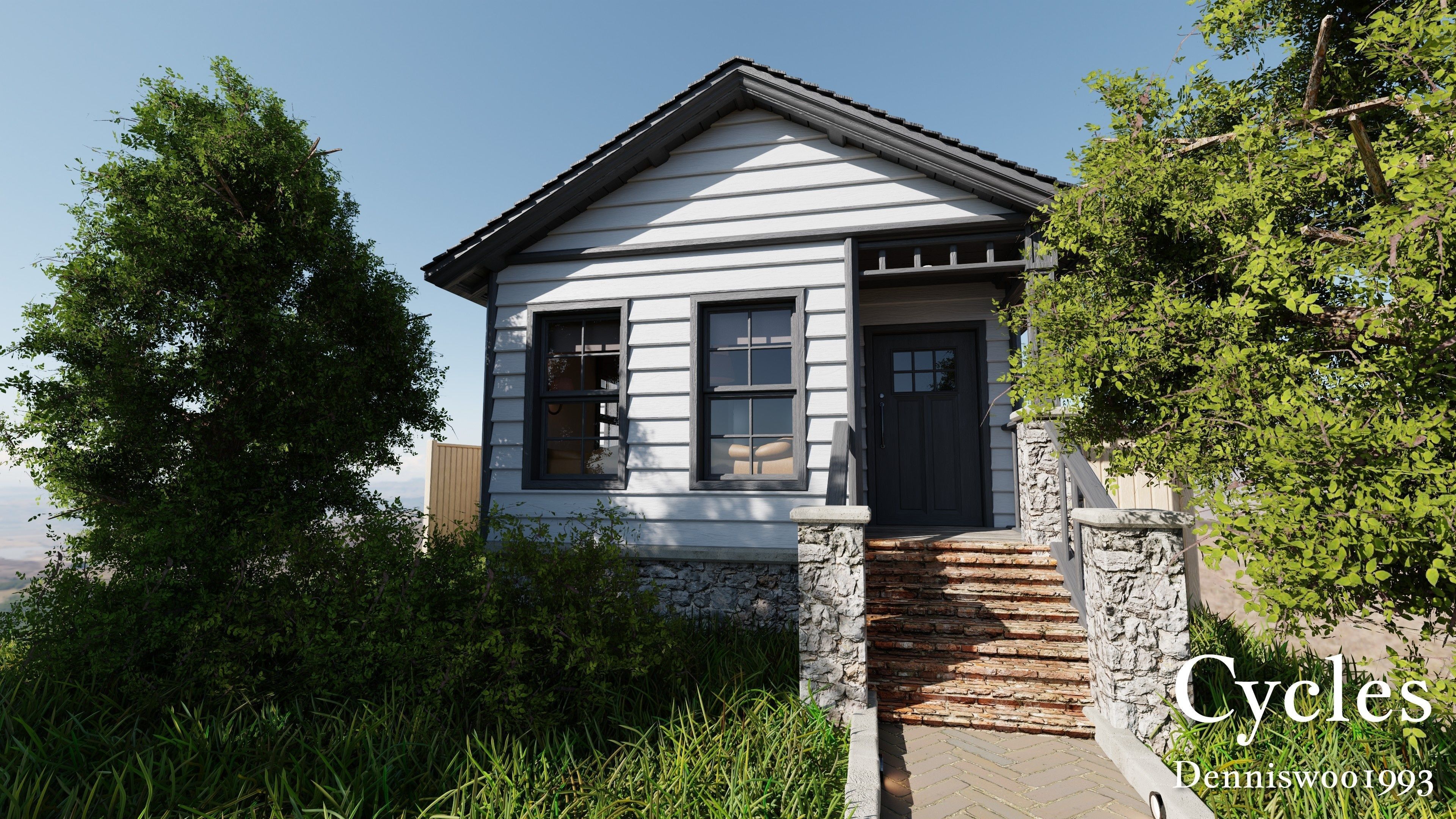 Modular Classic Style American House 1 Low-poly 3D model_2