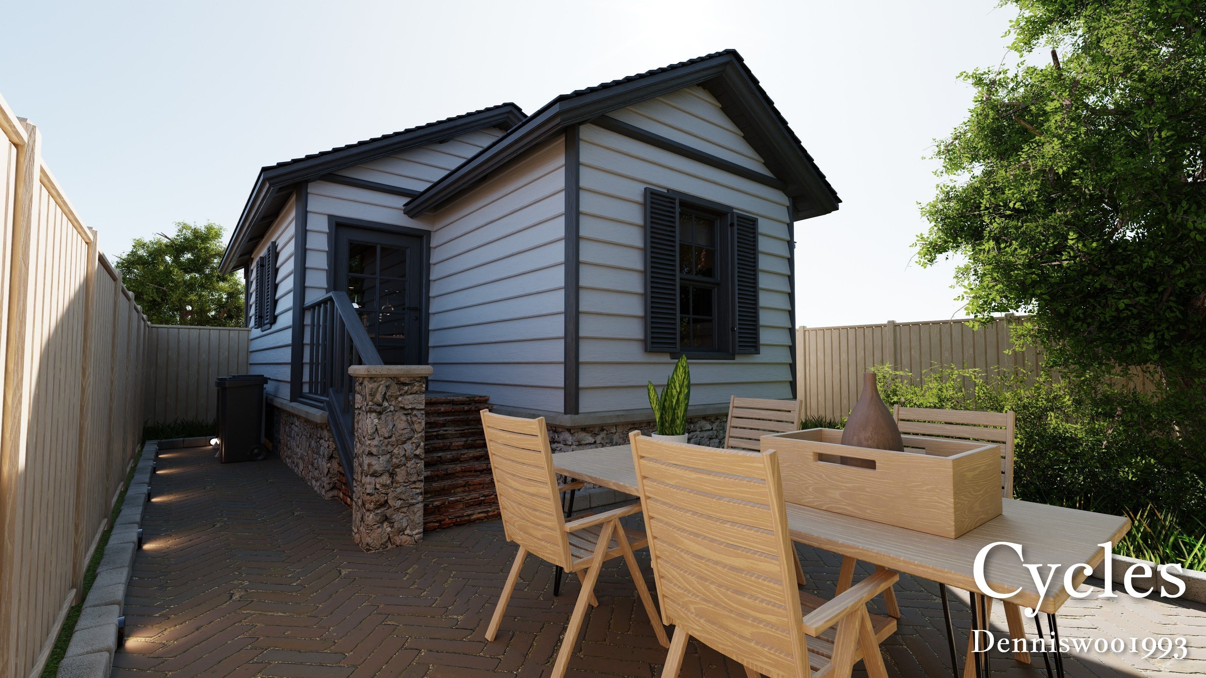 Modular Classic Style American House 1 Low-poly 3D model_5