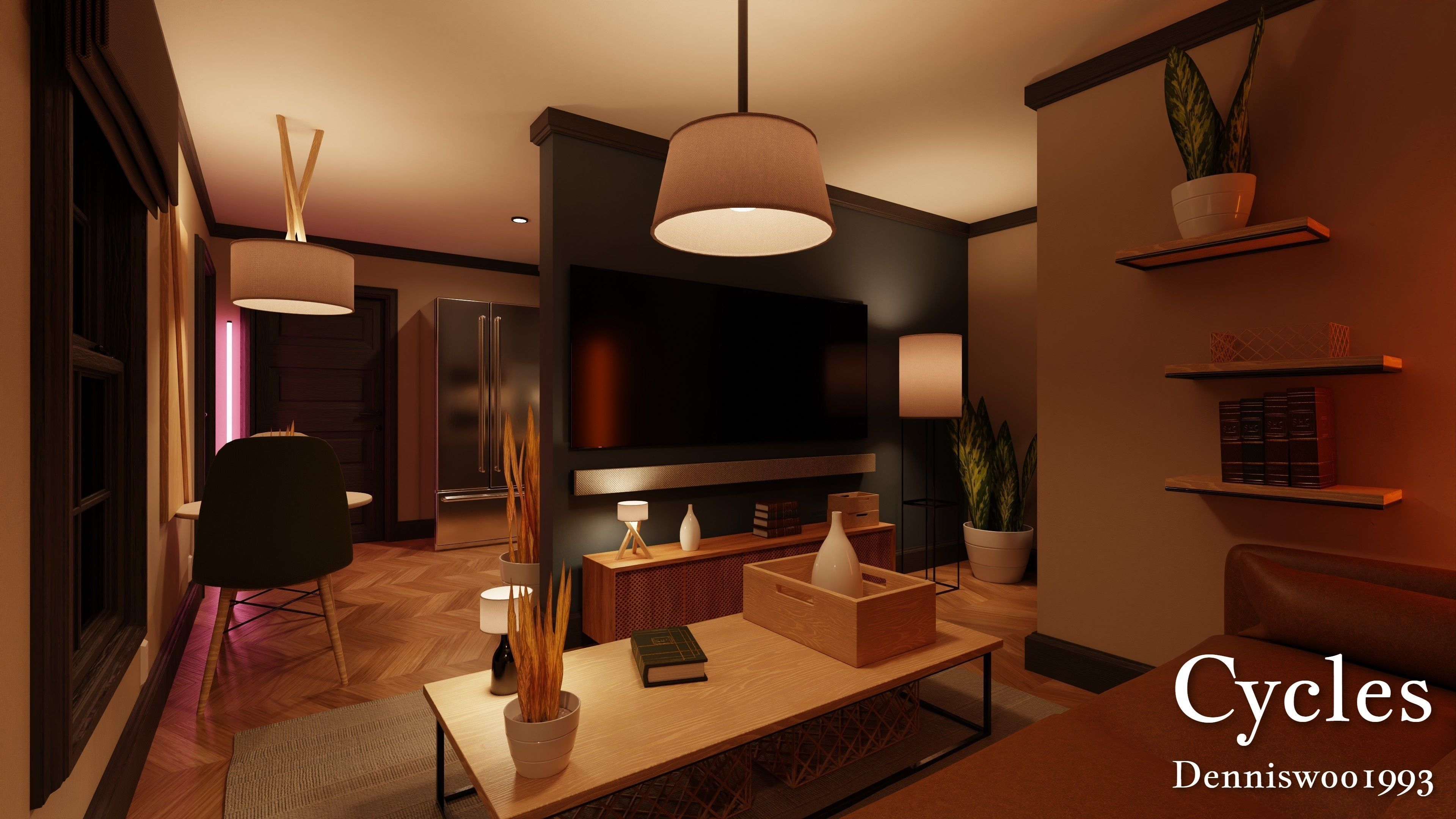 Modular Classic Style American House 1 Low-poly 3D model_11