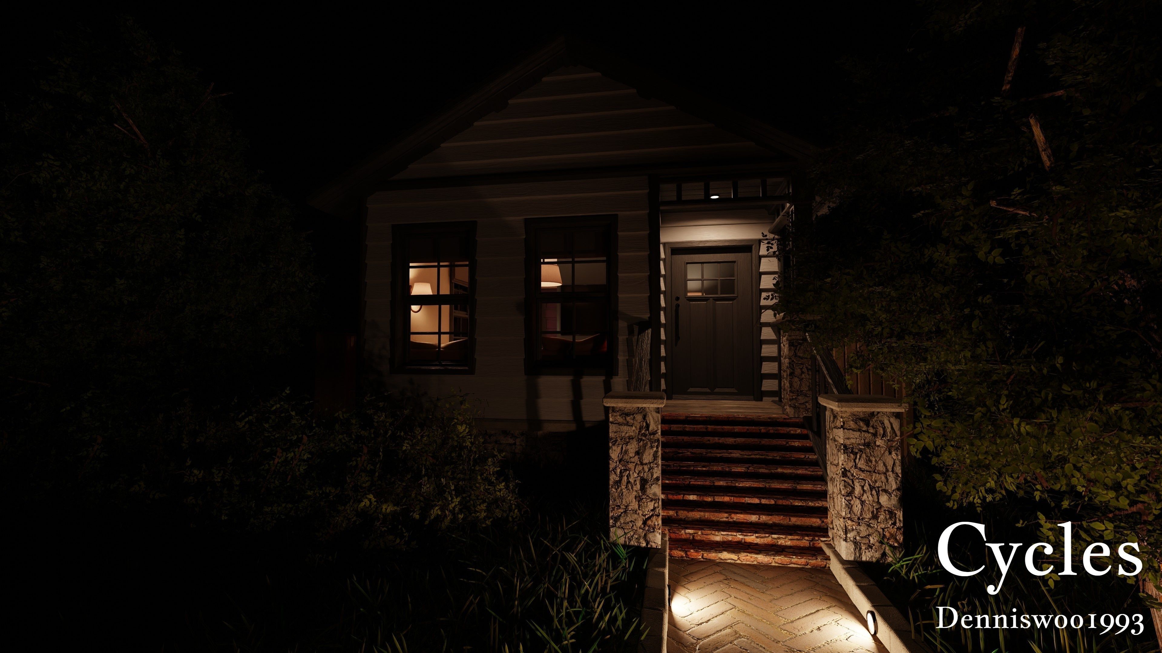 Modular Classic Style American House 1 Low-poly 3D model_8