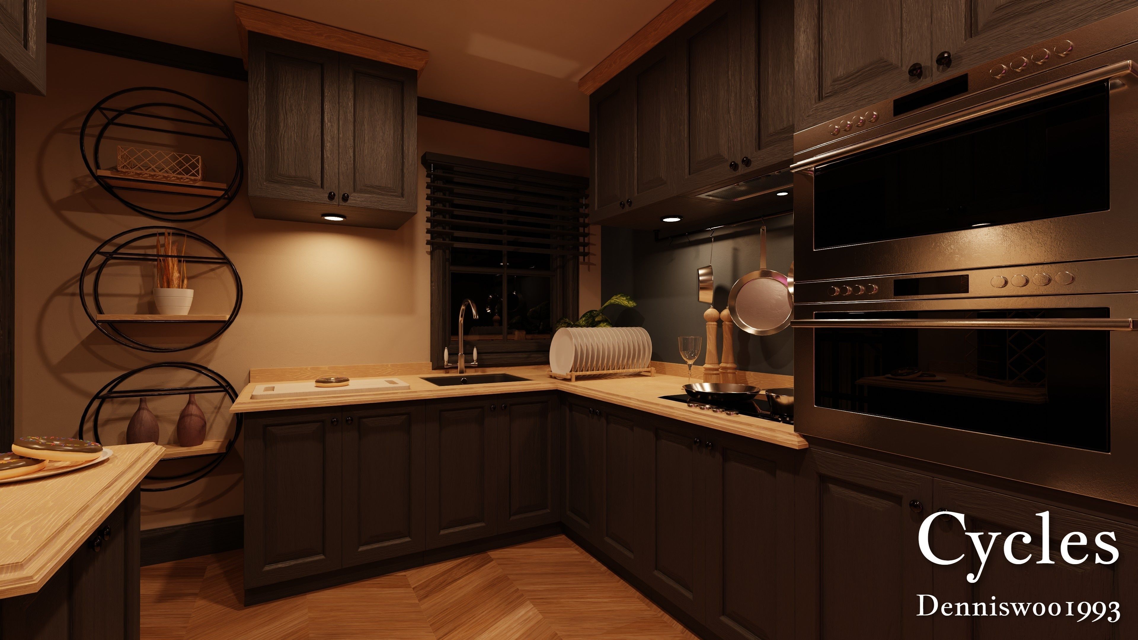 Modular Classic Style American House 1 Low-poly 3D model_13