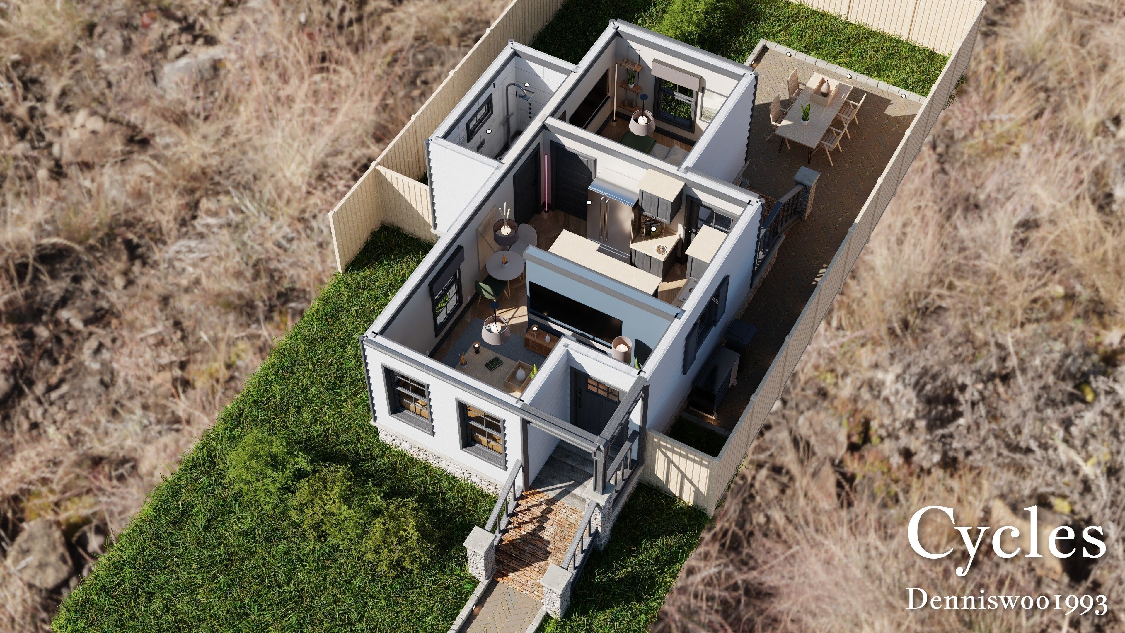 Modular Classic Style American House 1 Low-poly 3D model_3