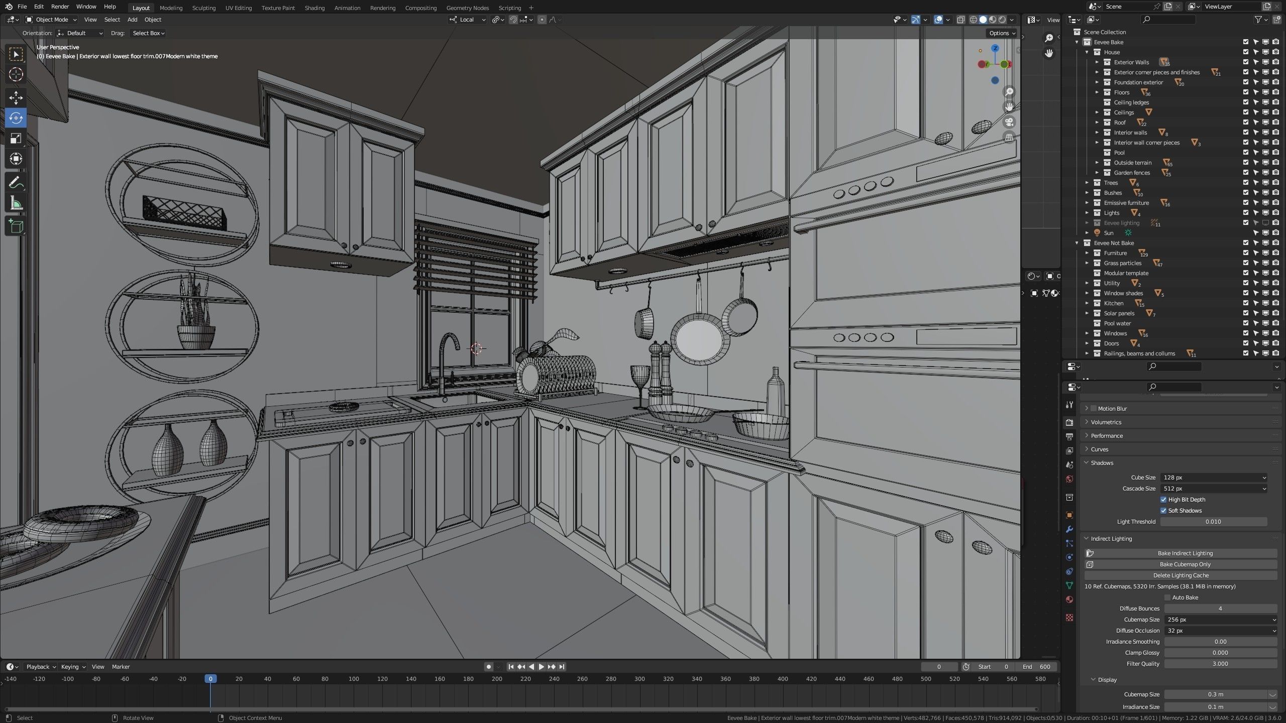 Modular Classic Style American House 1 Low-poly 3D model_28