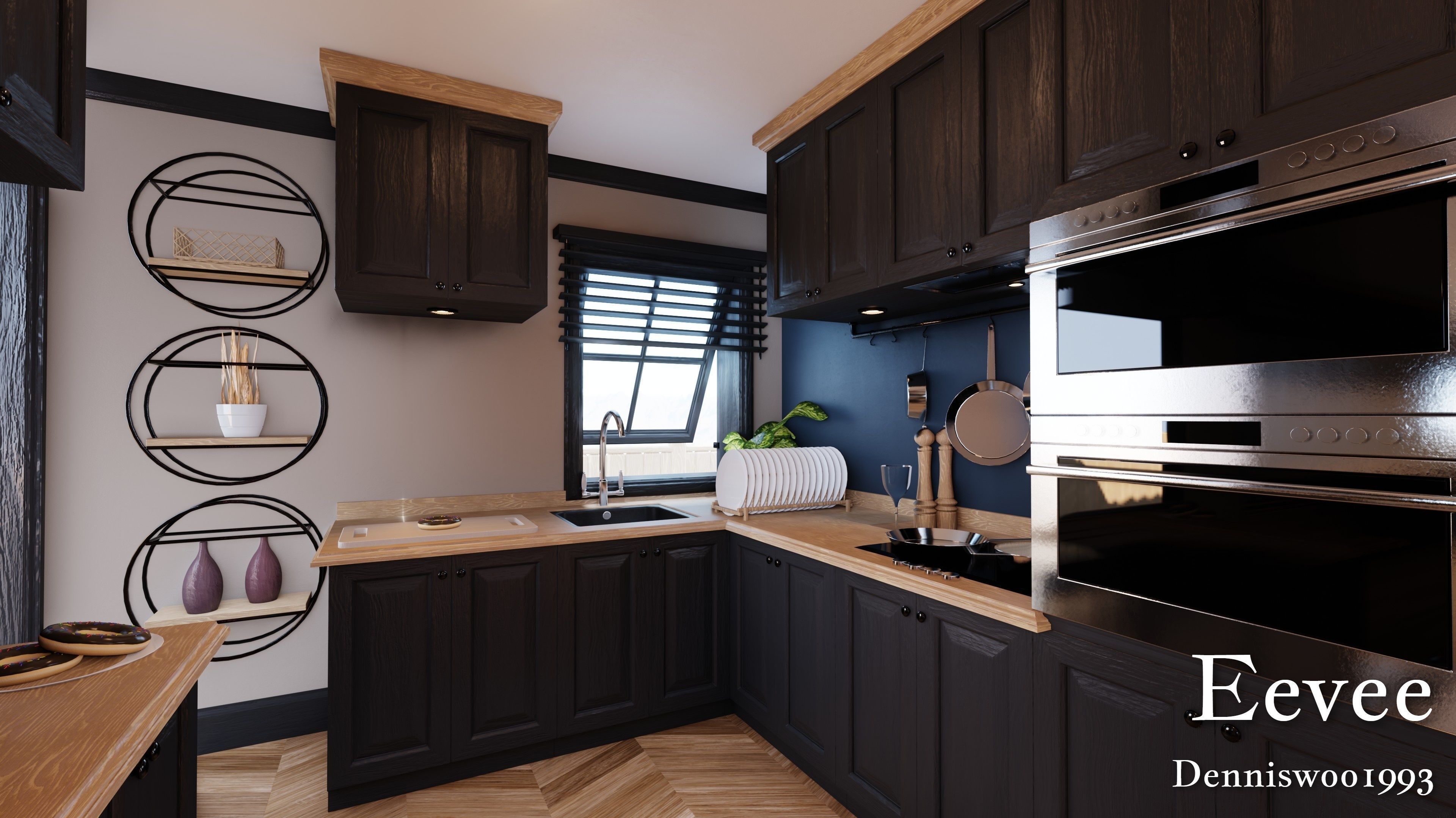 Modular Classic Style American House 1 Low-poly 3D model_18