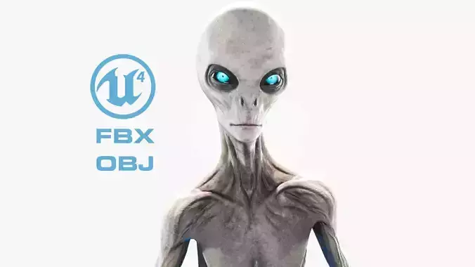 Alien - Grey - Unreal Engine Low-poly 3D model
