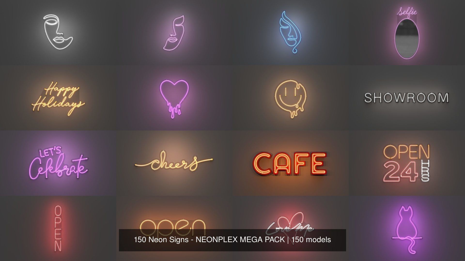 150 Neon Signs - NEONPLEX MEGA PACK 3D Model Collection_8