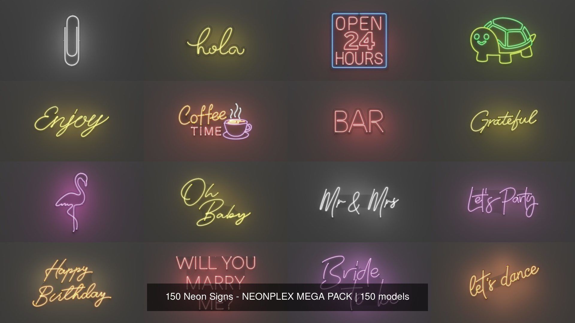 150 Neon Signs - NEONPLEX MEGA PACK 3D Model Collection_4