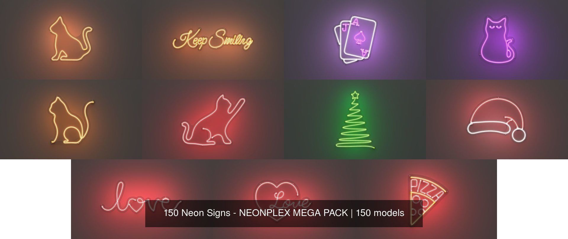 150 Neon Signs - NEONPLEX MEGA PACK 3D Model Collection_10