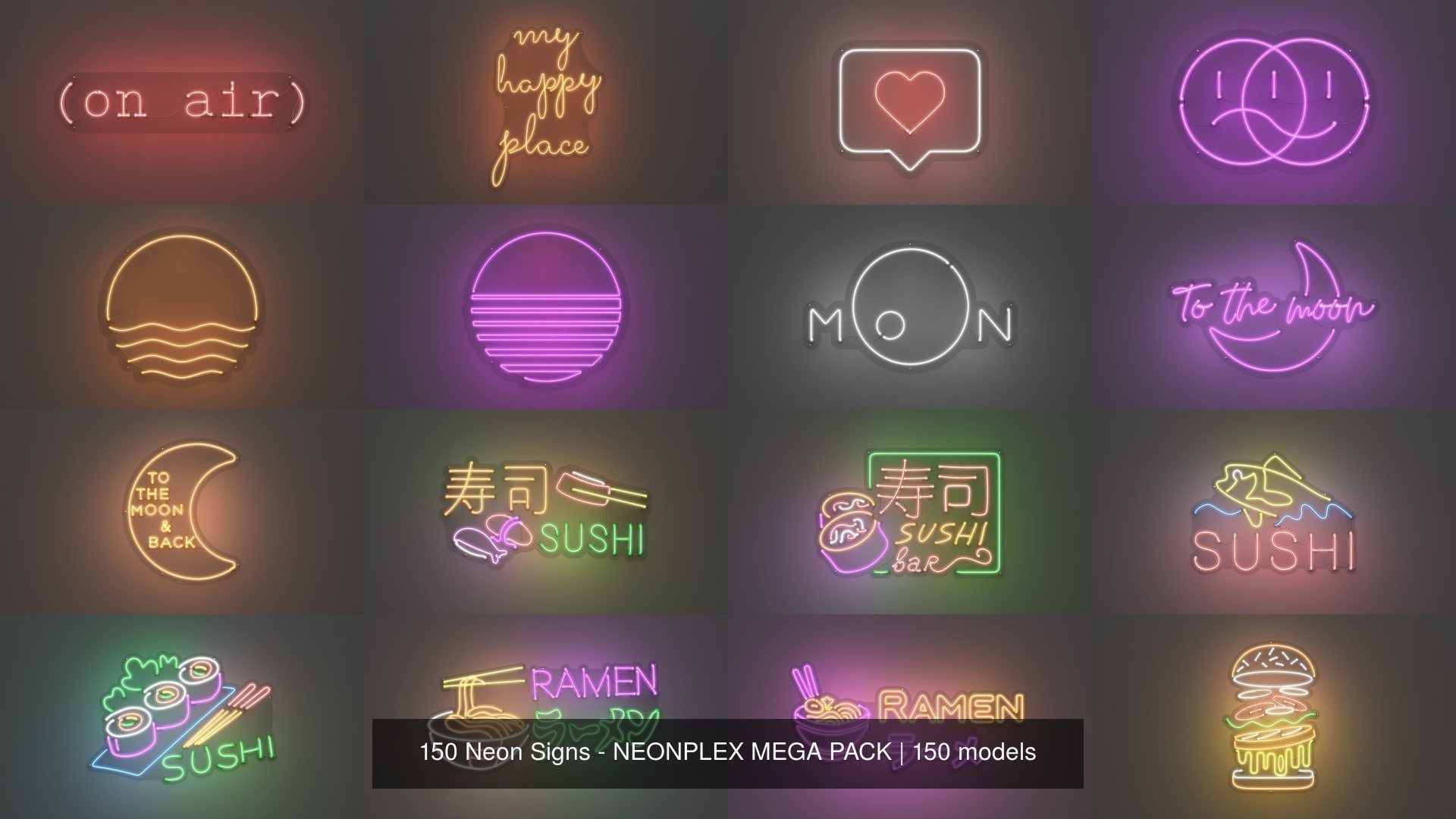 150 Neon Signs - NEONPLEX MEGA PACK 3D Model Collection_14
