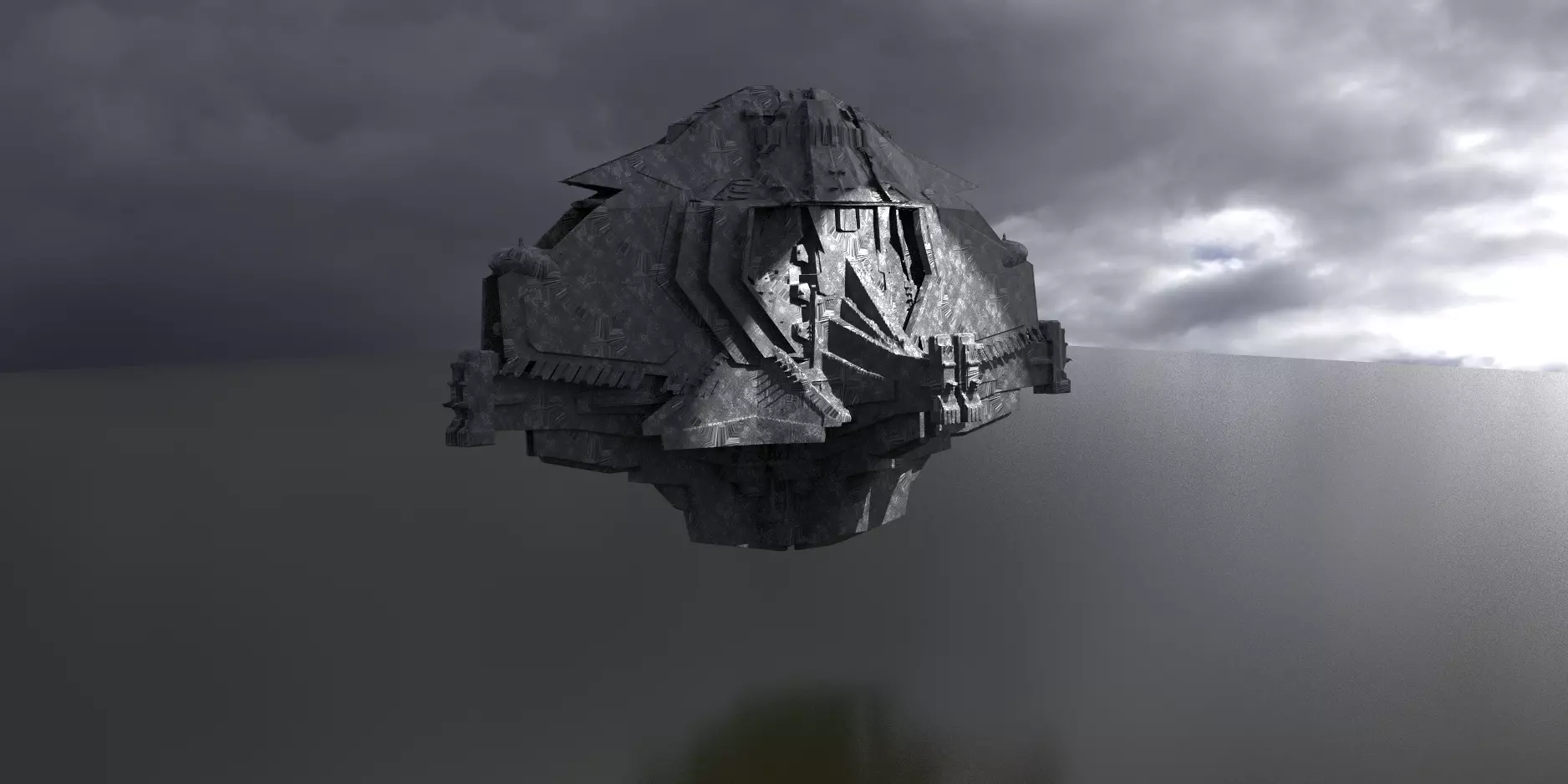 Crashed Starship collosal  exterior ship 3D model_0