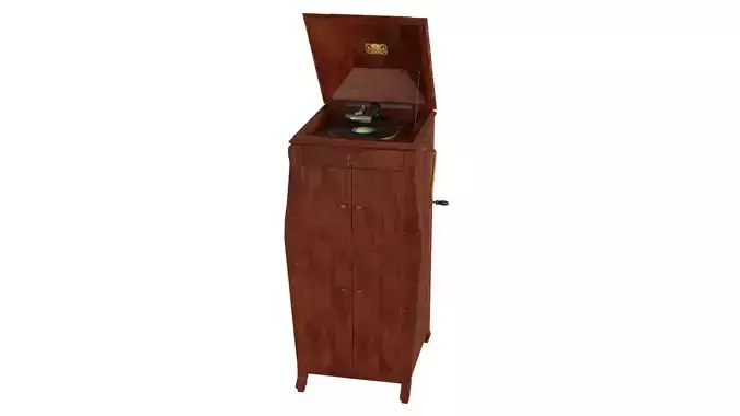 Realistic High Res Phonograph Record Player Cabinet 3D model