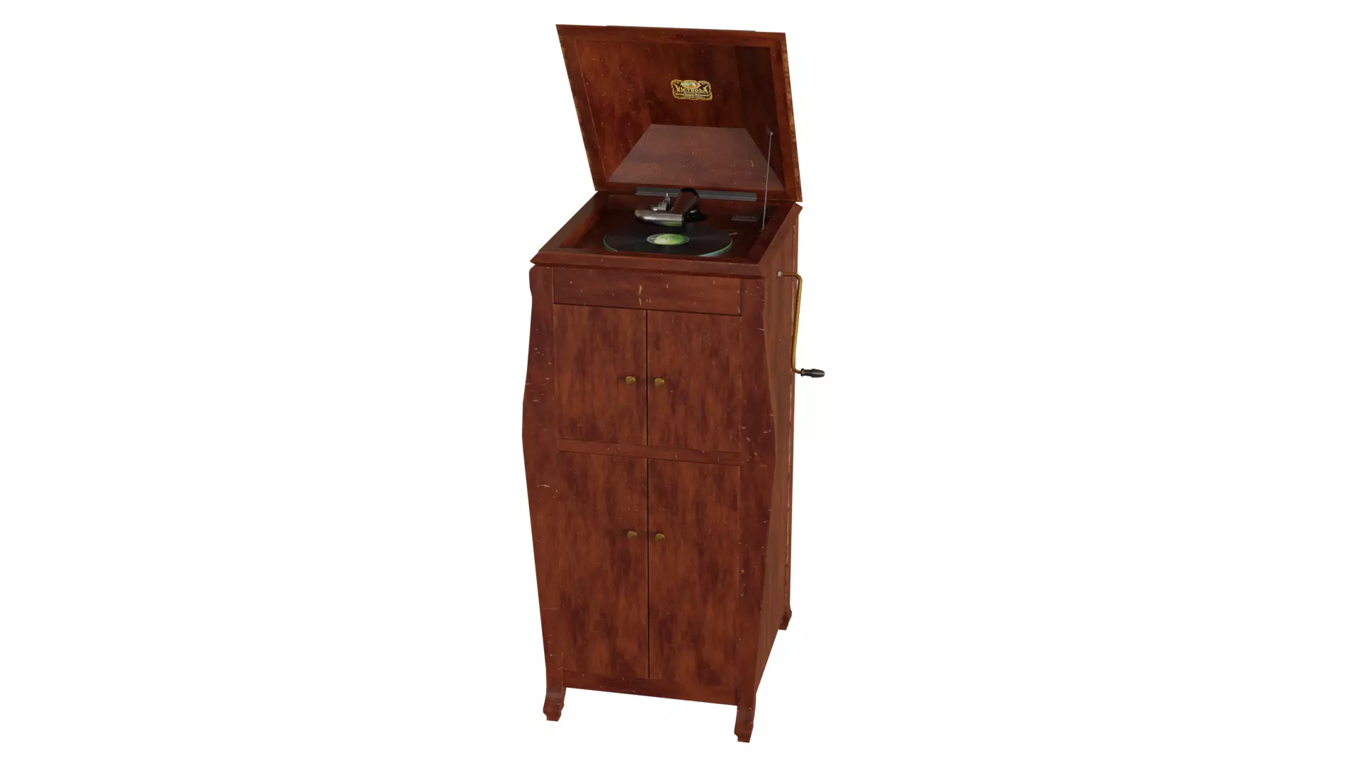 Realistic High Res Phonograph Record Player Cabinet 3D model_0
