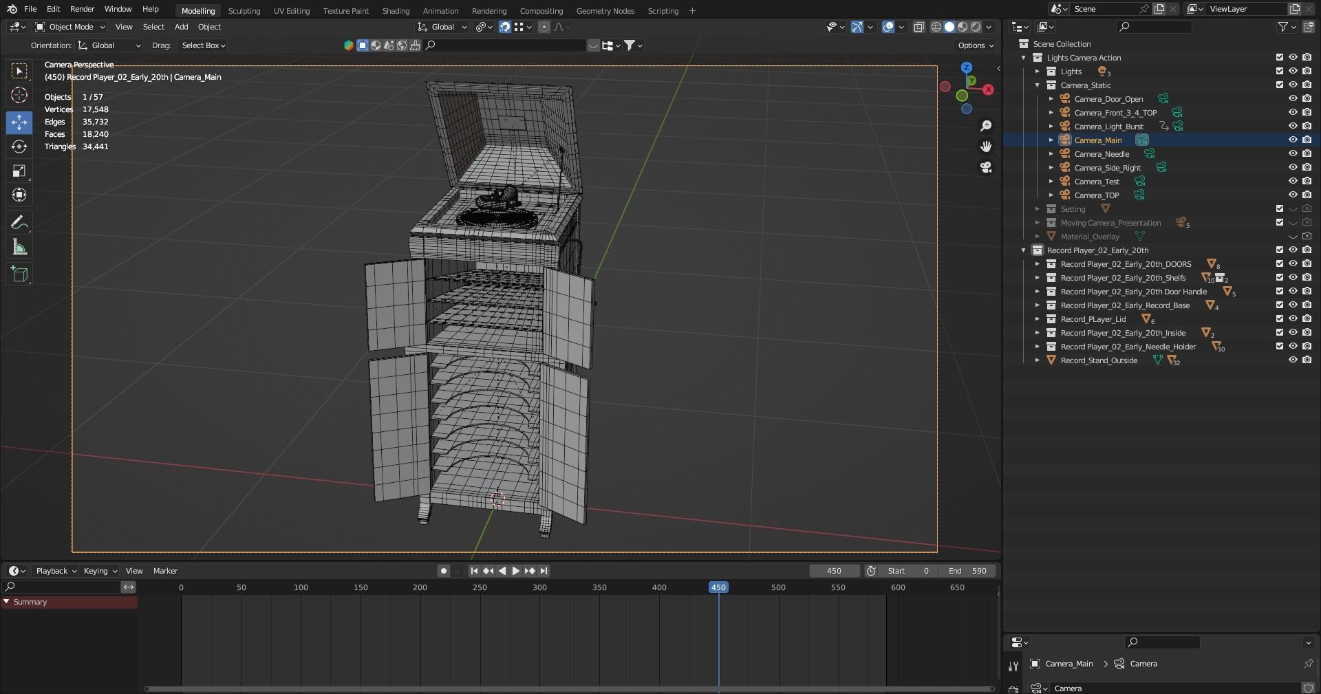 Realistic High Res Phonograph Record Player Cabinet 3D model_5