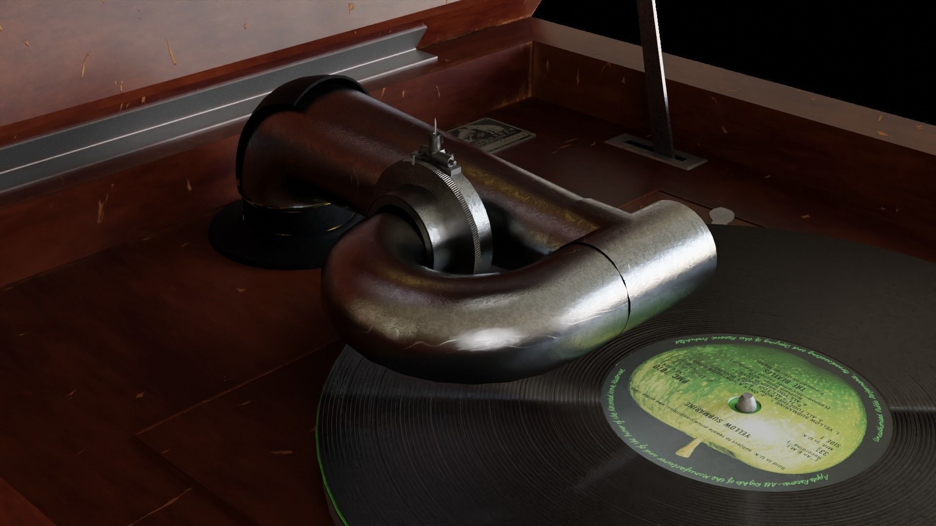 Realistic High Res Phonograph Record Player Cabinet 3D model_6