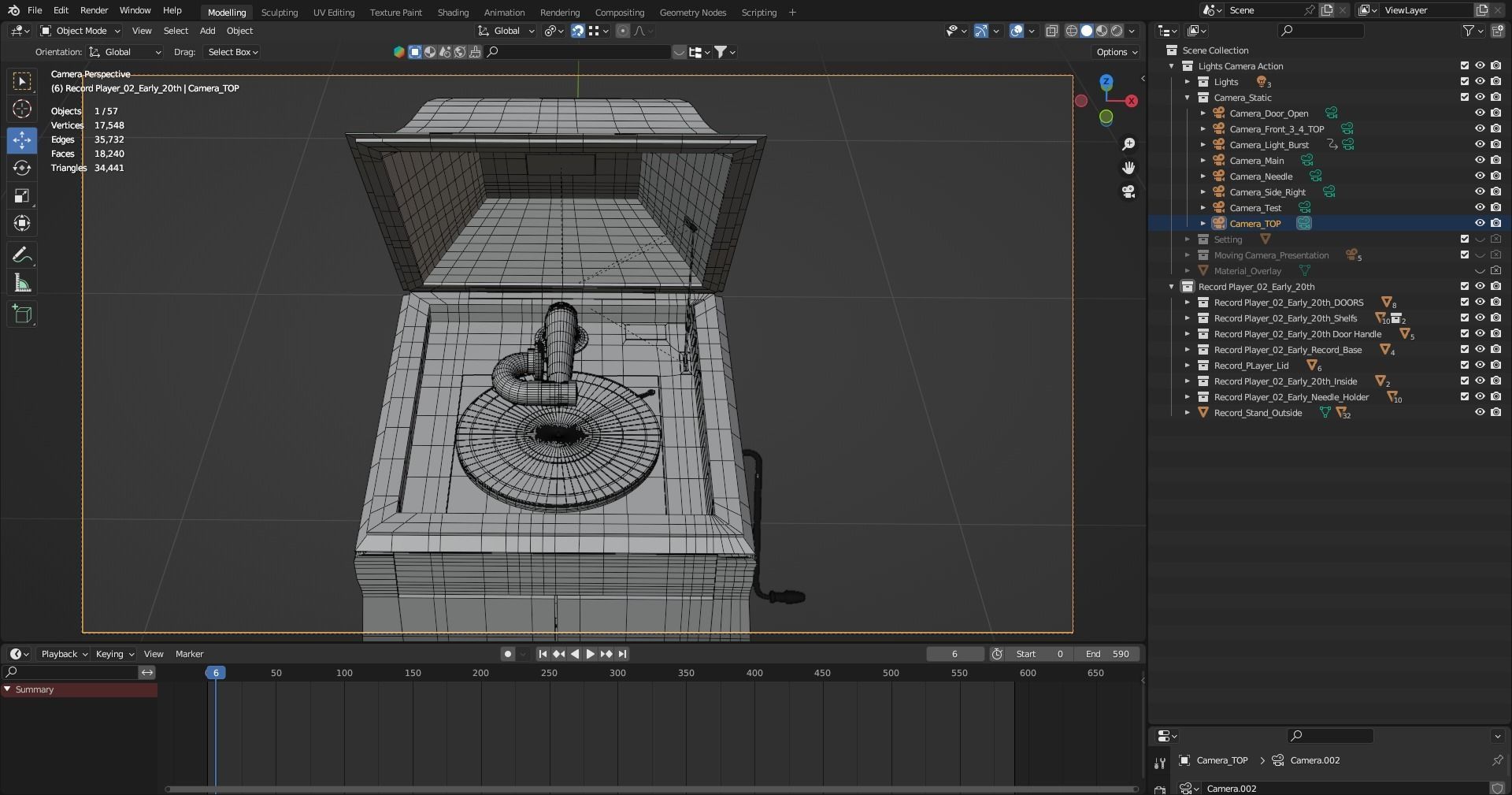 Realistic High Res Phonograph Record Player Cabinet 3D model_11