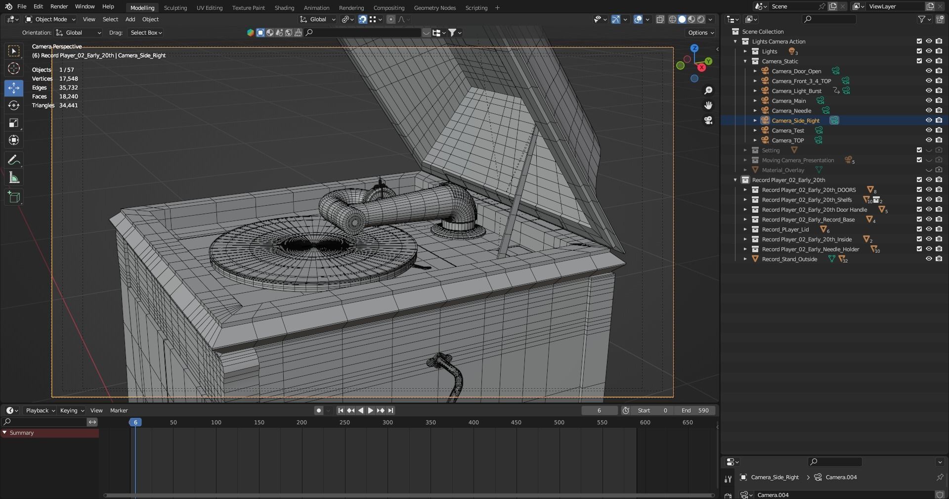 Realistic High Res Phonograph Record Player Cabinet 3D model_9