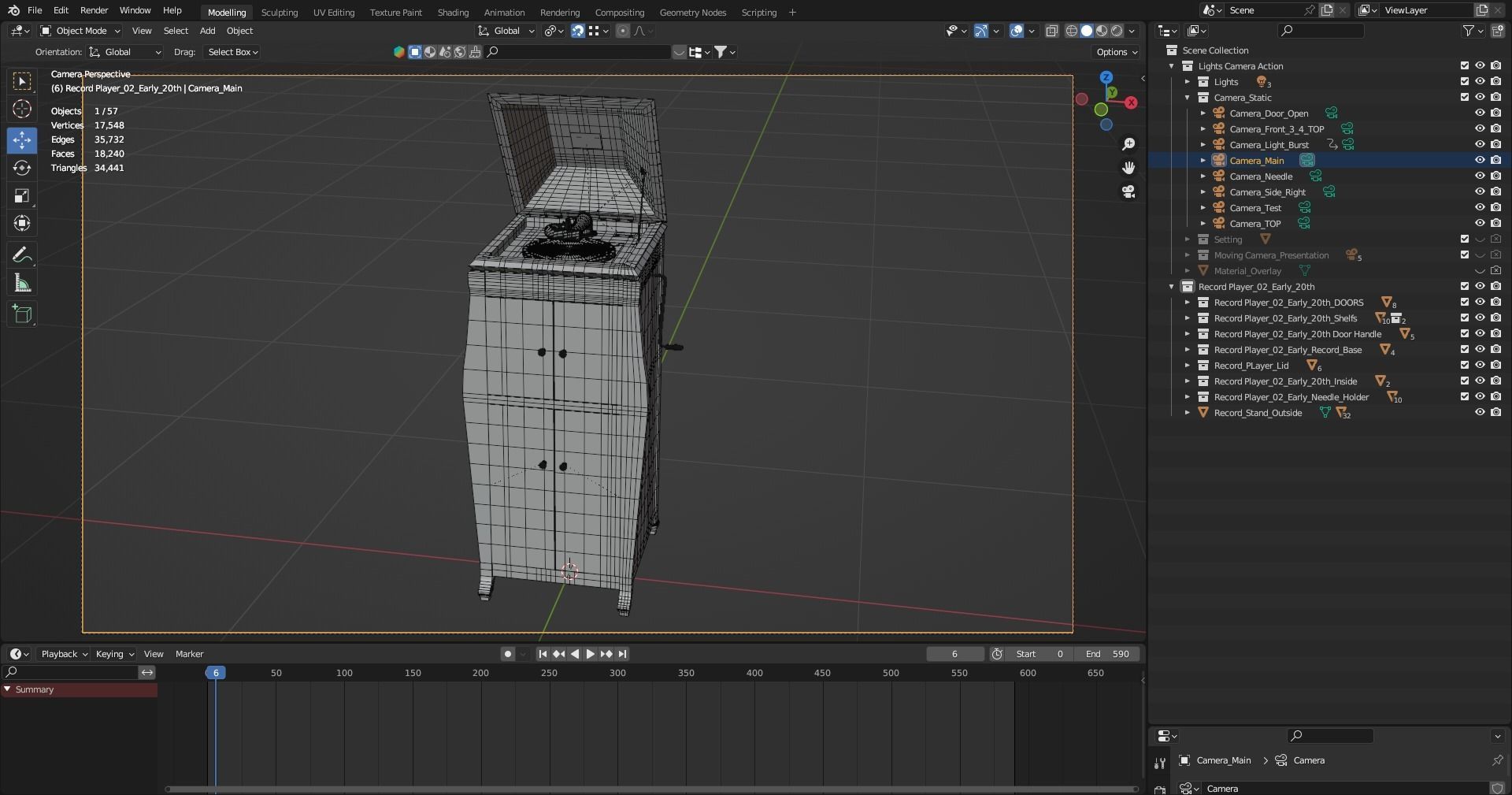Realistic High Res Phonograph Record Player Cabinet 3D model_3