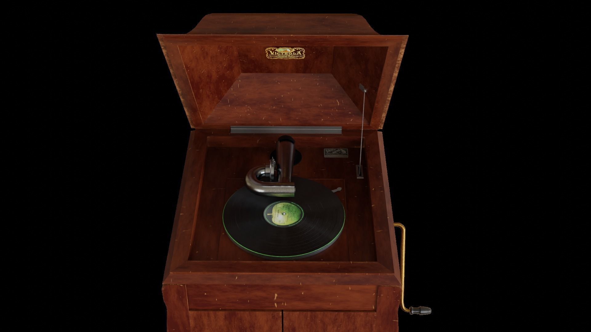 Realistic High Res Phonograph Record Player Cabinet 3D model_12