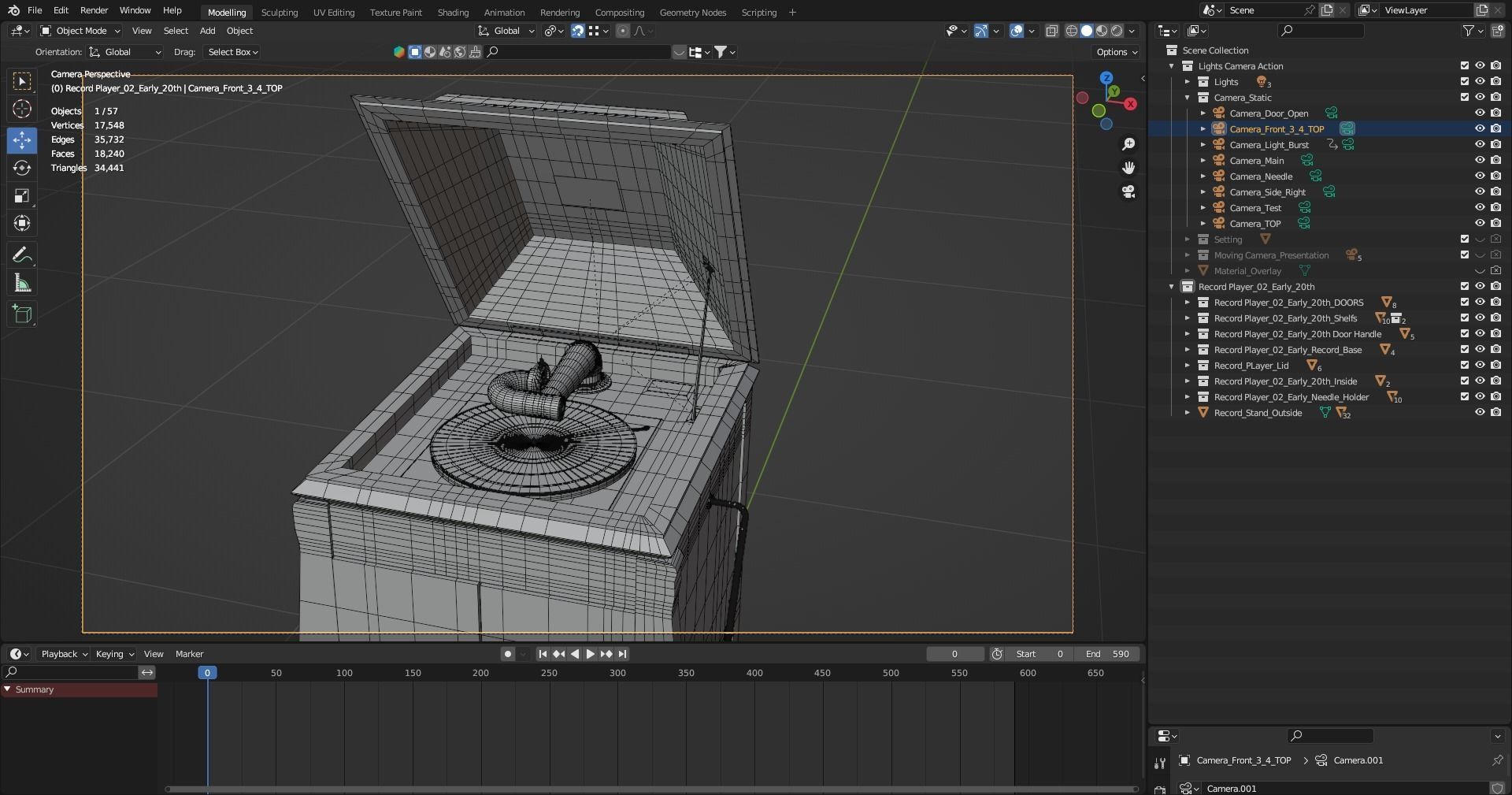 Realistic High Res Phonograph Record Player Cabinet 3D model_13