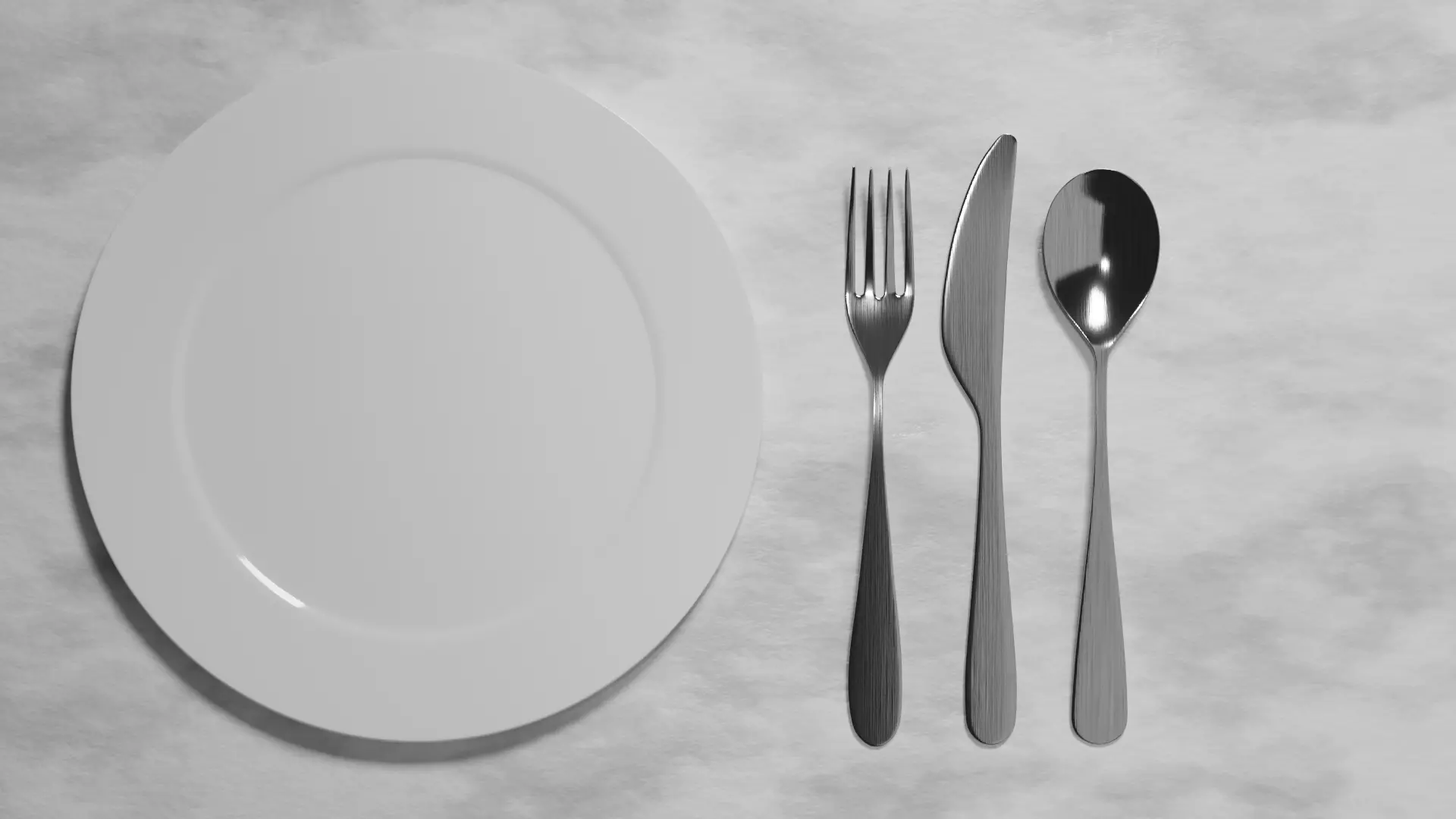 Cutlery set with a bonus plate 3D model