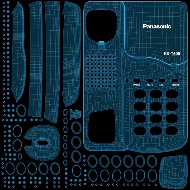 Realistic 3d model of Stationary telephone Panasonic KX-T605 3D model_22