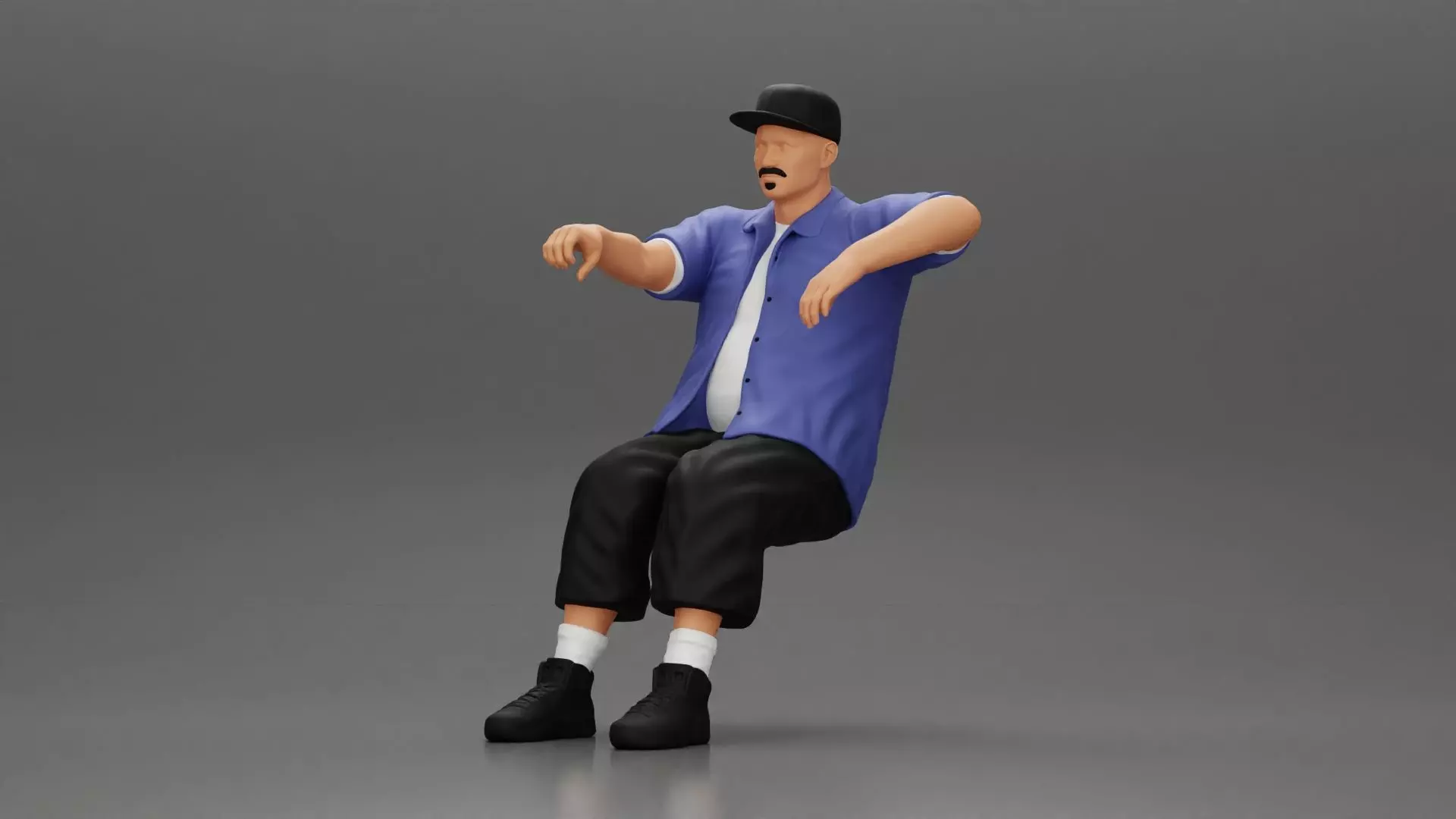 Gangster homie in cap with arm on window driving the car 3D print model