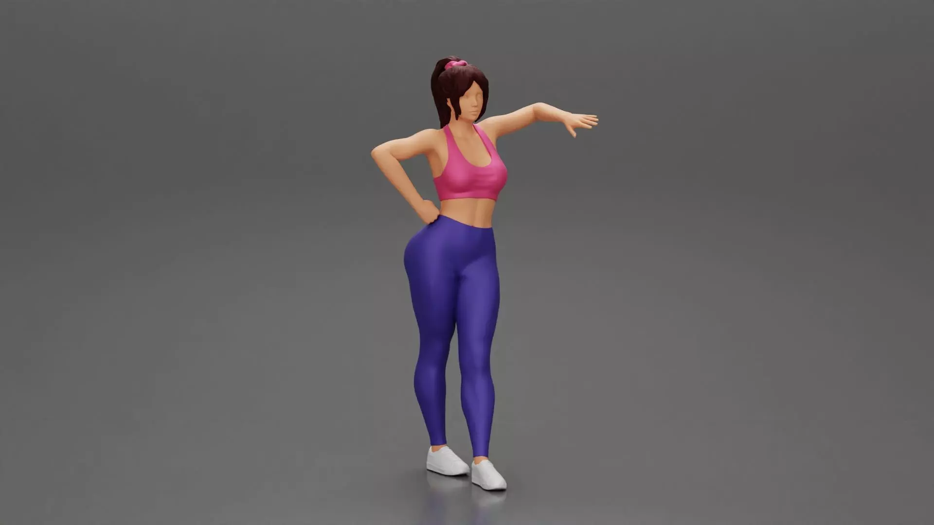 fitness girl leaning on a wall while standing outdoors 3D print model