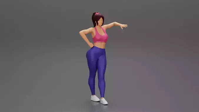 Sexy fitness girl leaning on a wall while standing outdoors 3D print model