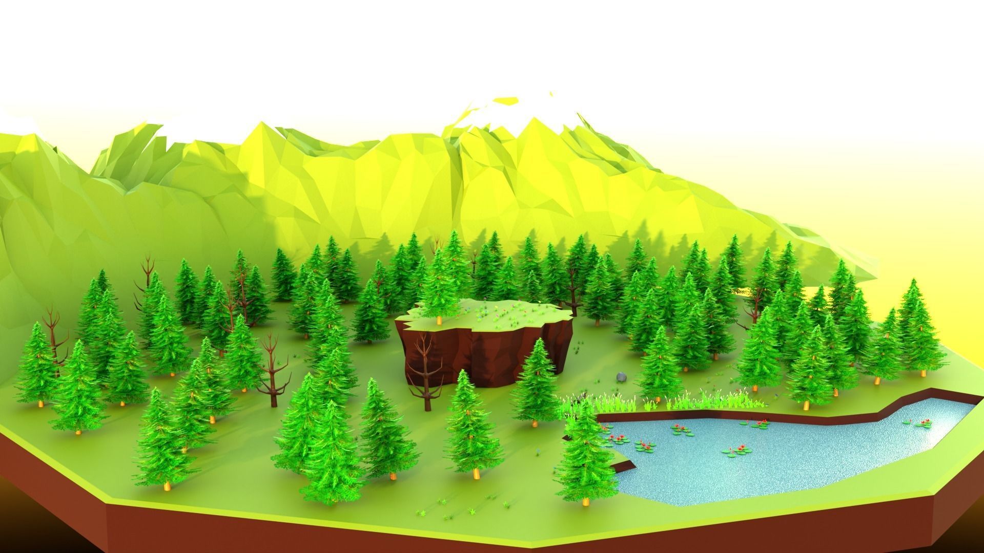 Low Poly Pine Forest Low-poly 3D model_4