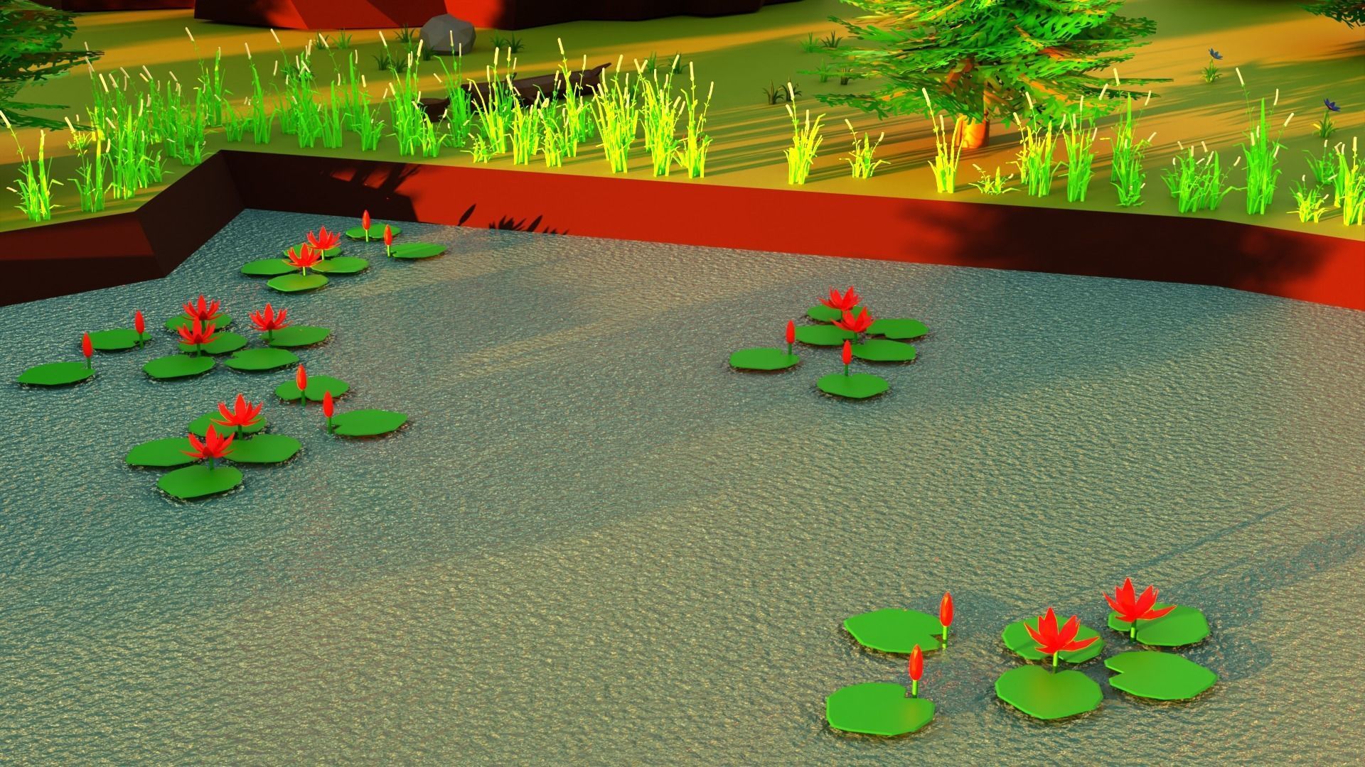 Low Poly Pine Forest Low-poly 3D model_1