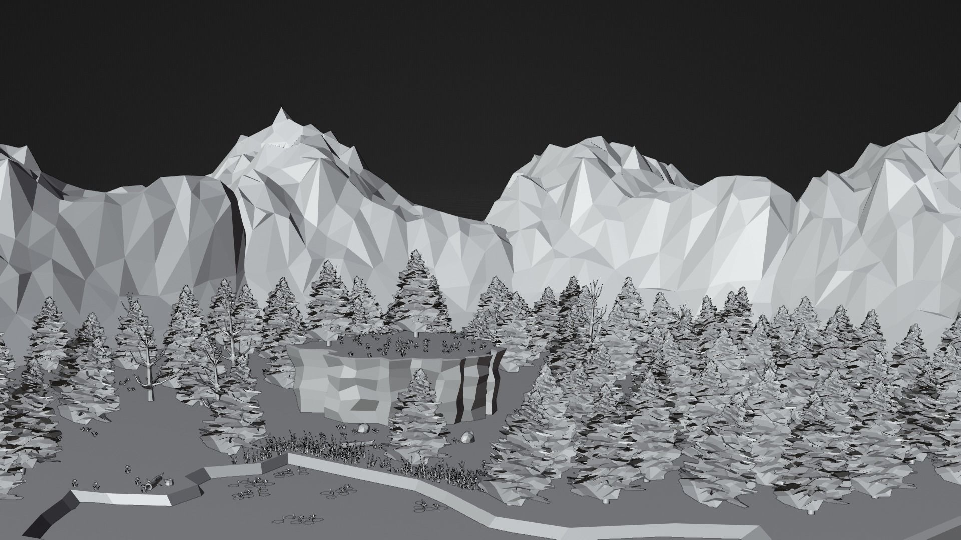 Low Poly Pine Forest Low-poly 3D model_6