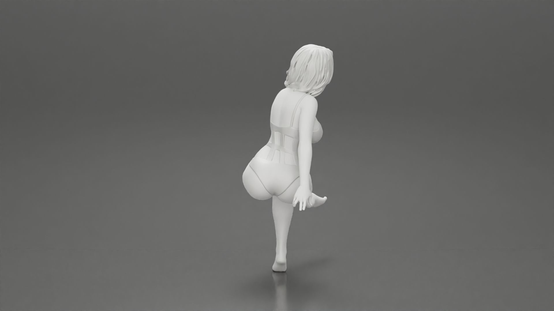 Sexy Girl In a onepiece Bikini Sitting On A Car 3D print model_8