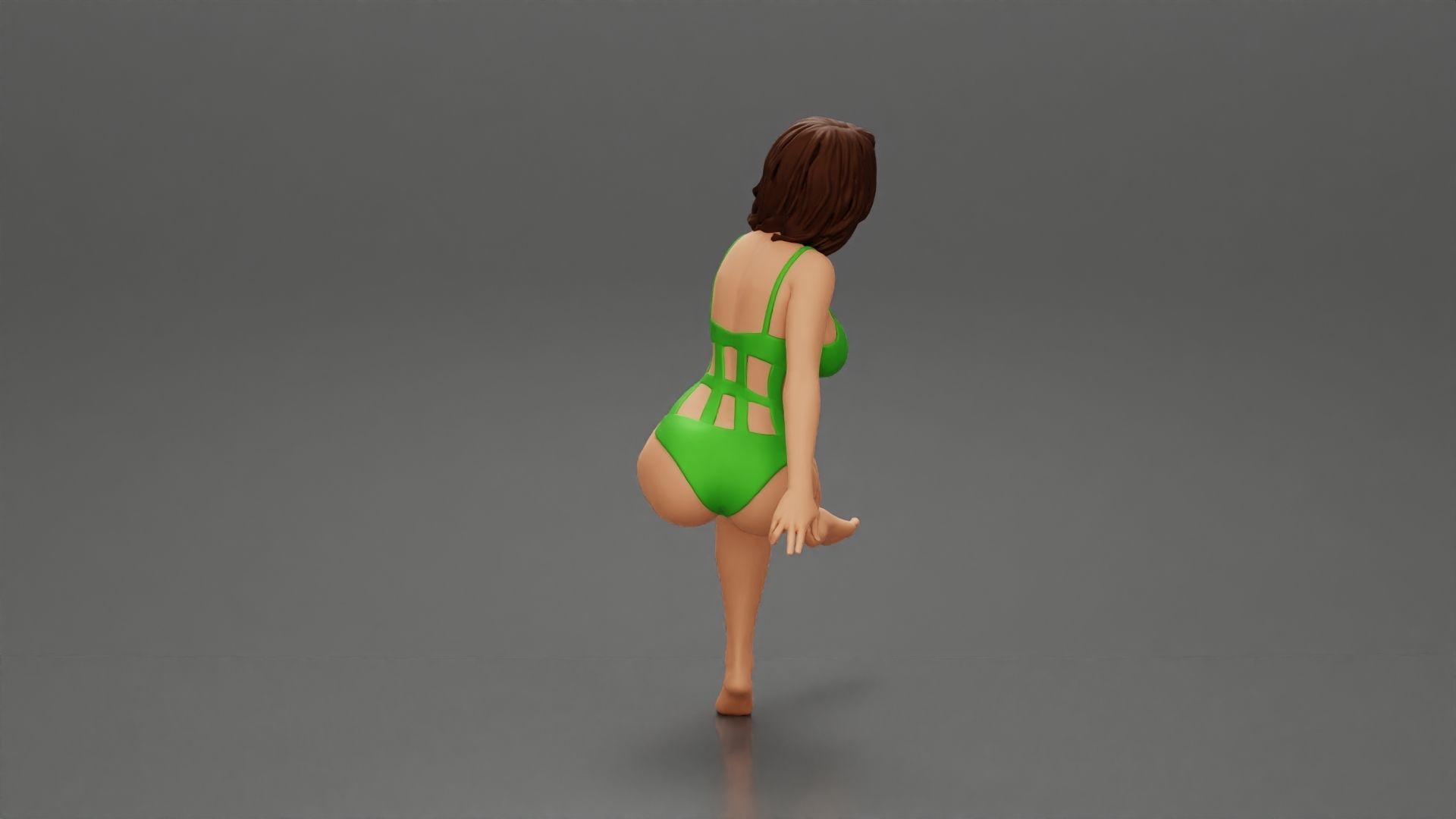 Sexy Girl In a onepiece Bikini Sitting On A Car 3D print model_2