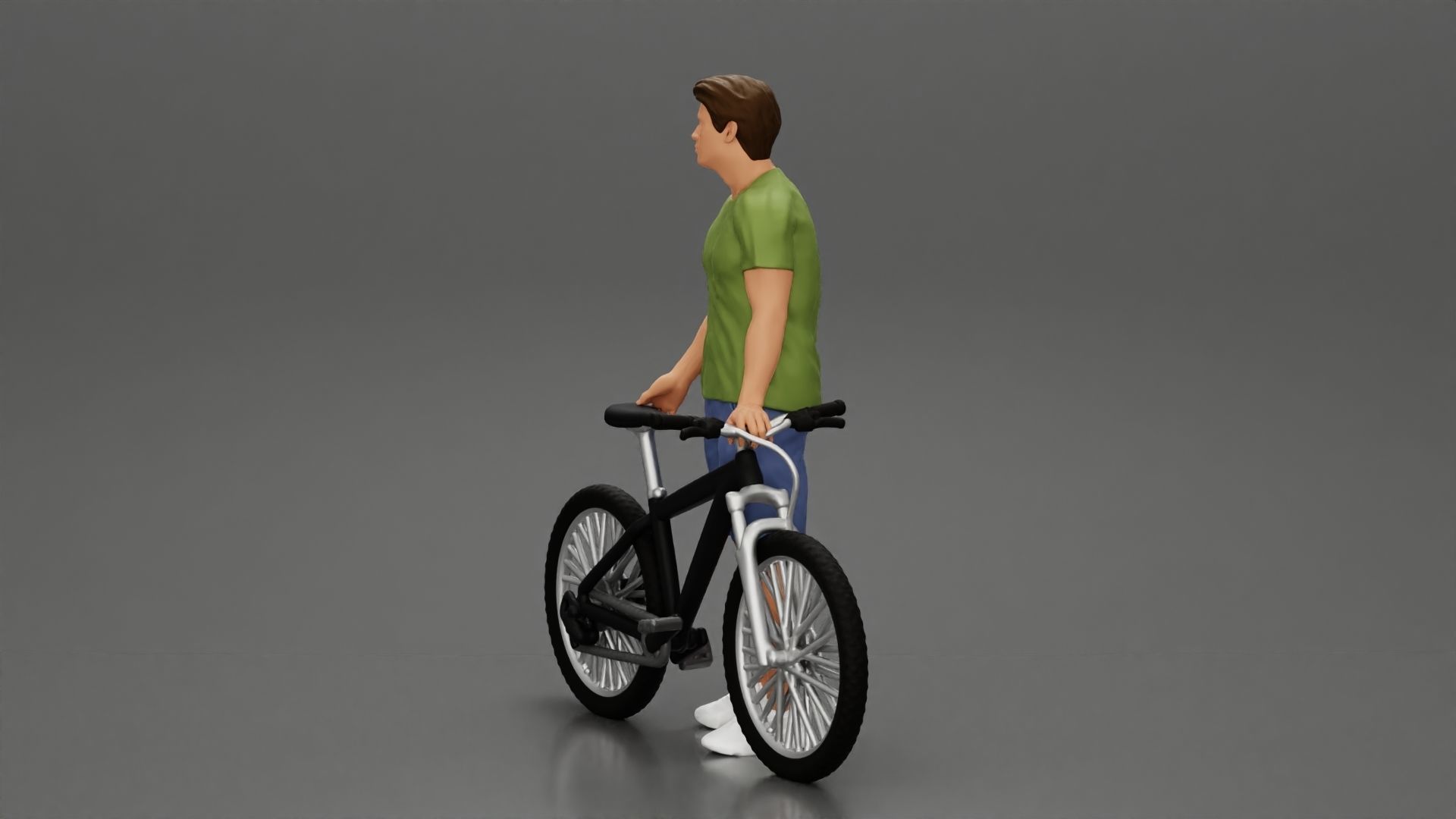 Young Man Standing In The Forest Posing Proudly With His Bike 3D print model_6