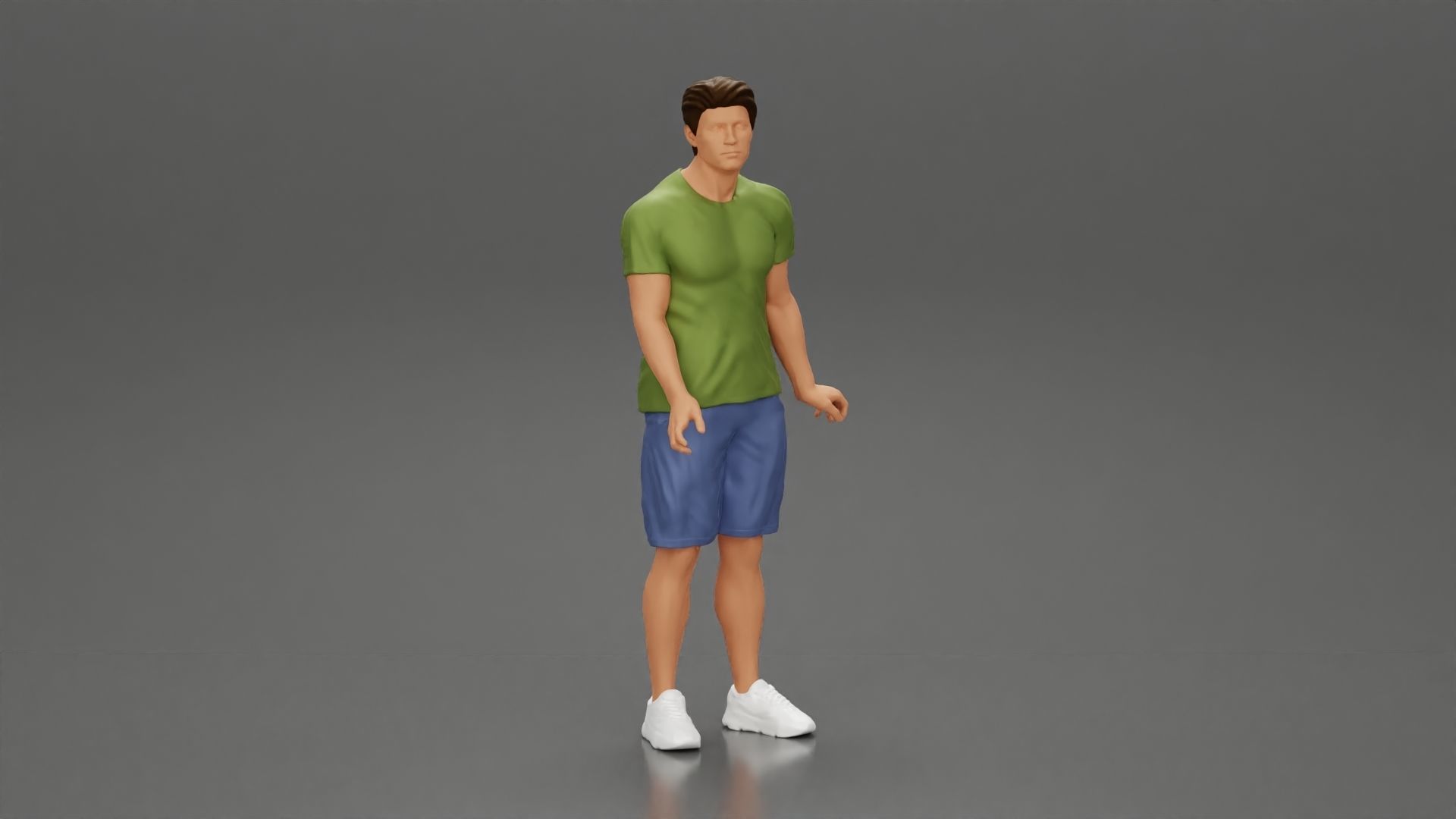 Young Man Standing In The Forest Posing Proudly With His Bike 3D print model_7