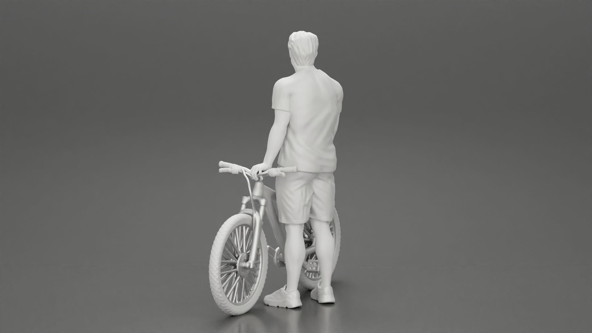 Young Man Standing In The Forest Posing Proudly With His Bike 3D print model_16