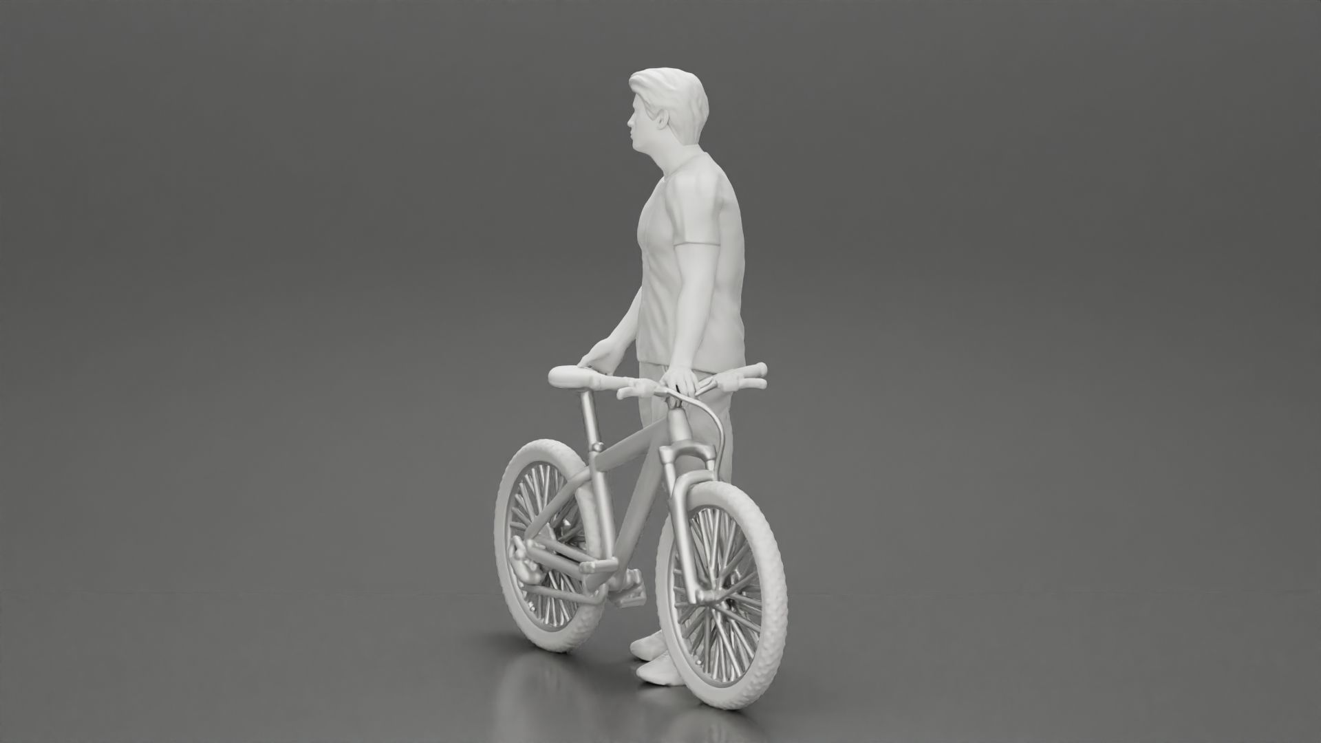 Young Man Standing In The Forest Posing Proudly With His Bike 3D print model_17