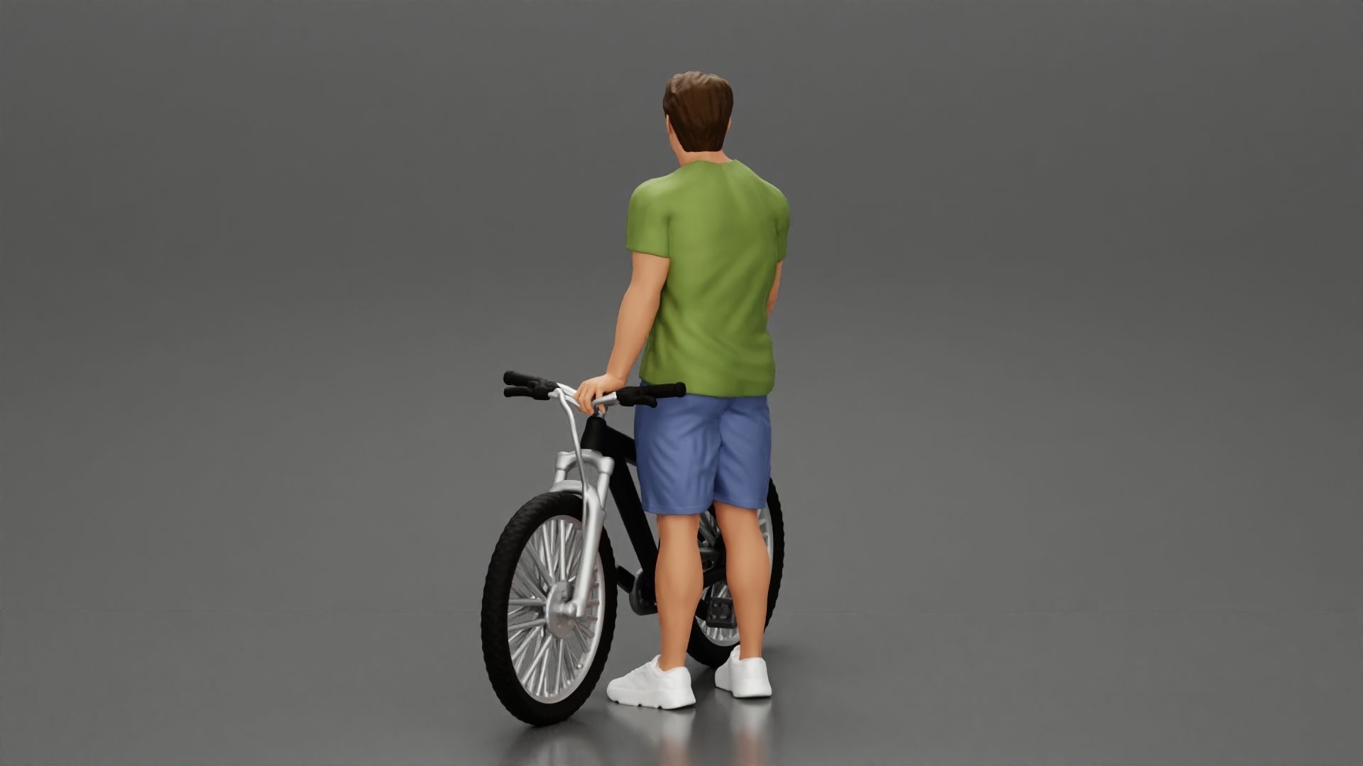Young Man Standing In The Forest Posing Proudly With His Bike 3D print model_5